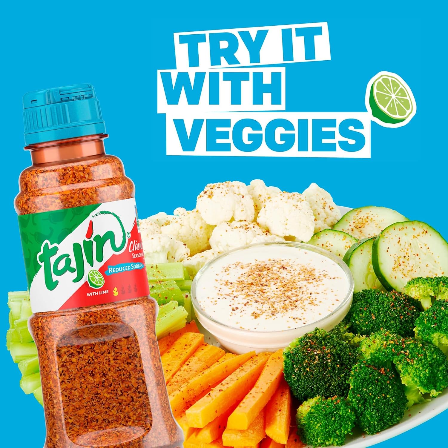 Tajin Clásico Reduced Sodium Seasoning, Authentic Mexican Chile Lime Spice Blend for Fruit, Vegetables, Salad Bowls, Avocado, Cucumber, and Fresh Produce, Zesty Flavor Enhancer, 5 oz, (Pack of 1)