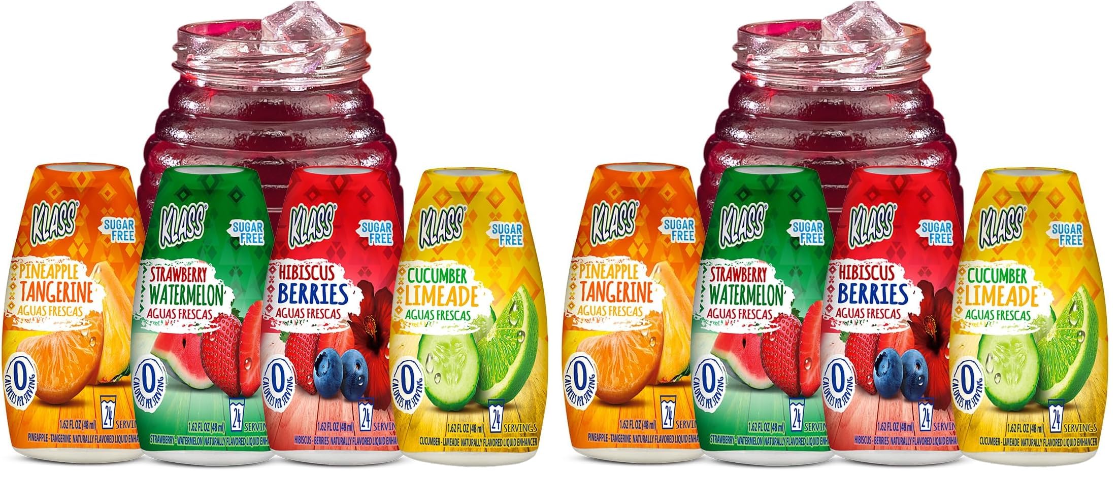 Klass Aguas Frescas | Liquid Water Enhancer | Cucumber-Limeade | Naturally Flavored | Sugar Free | Zero Calories Per Serving | Keto | 4 Bottles, Makes 96 Drinks