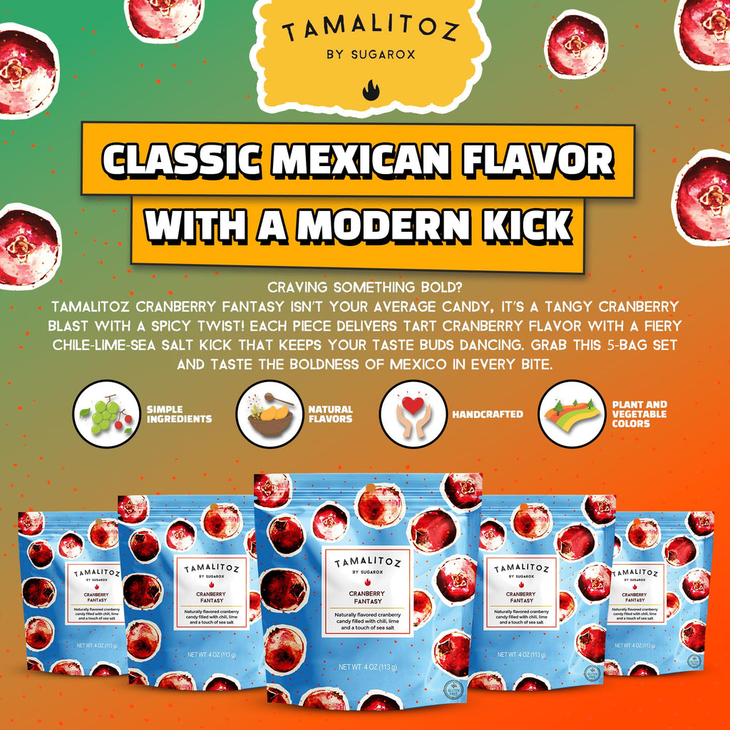Tamalitoz Cherry, It’s a Fire – Spicy Cherry Mexican Hard Candy Filled with Chile, Lime & Sea Salt Center, Handcrafted Fruit Candy, Gluten-Free, Kosher, No Artificial Colors – 2 Bags (4oz Each)