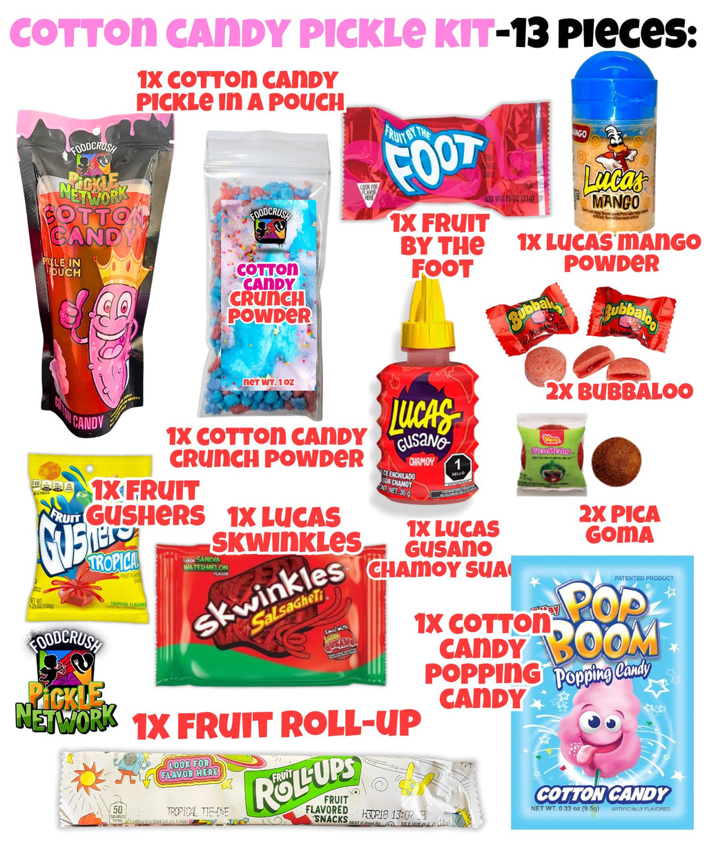 Blue Raspberry Pickle Kit With Takis-Mexican Candy Gift Box From Tiktok Fruit Rollup, Lucas Gusano Chamoy, Lucas Swinkles Salsagheti, Gushers, Mango Candy Powder-Tiktok Trend Item by Food Crush