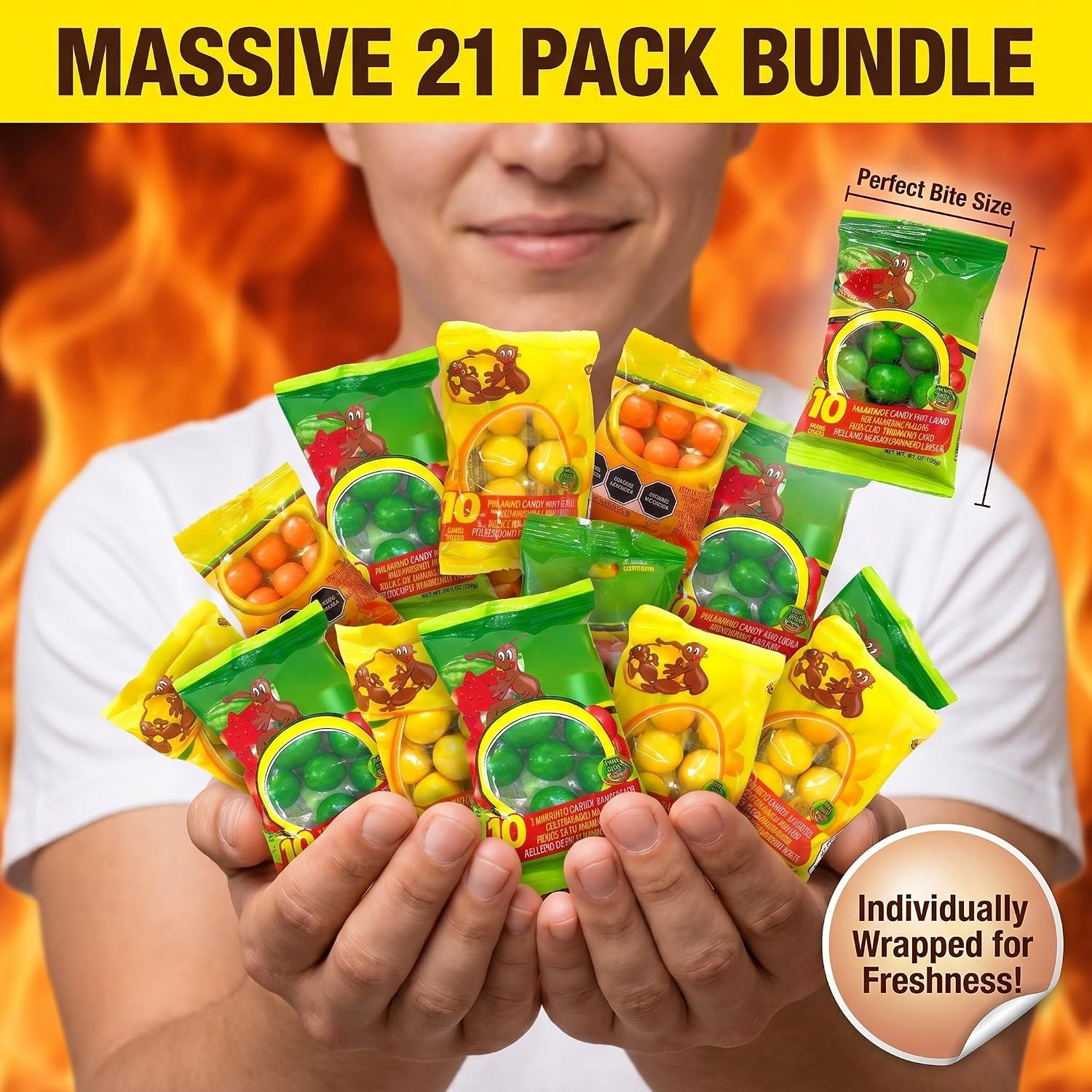 Tamarindo Dots Mexican Candy Variety Pack, 21 Packs of Spicy, Sweet, and Salty Tamarind Fruit Flavors (Tamarindo, Mango, Watermelon)