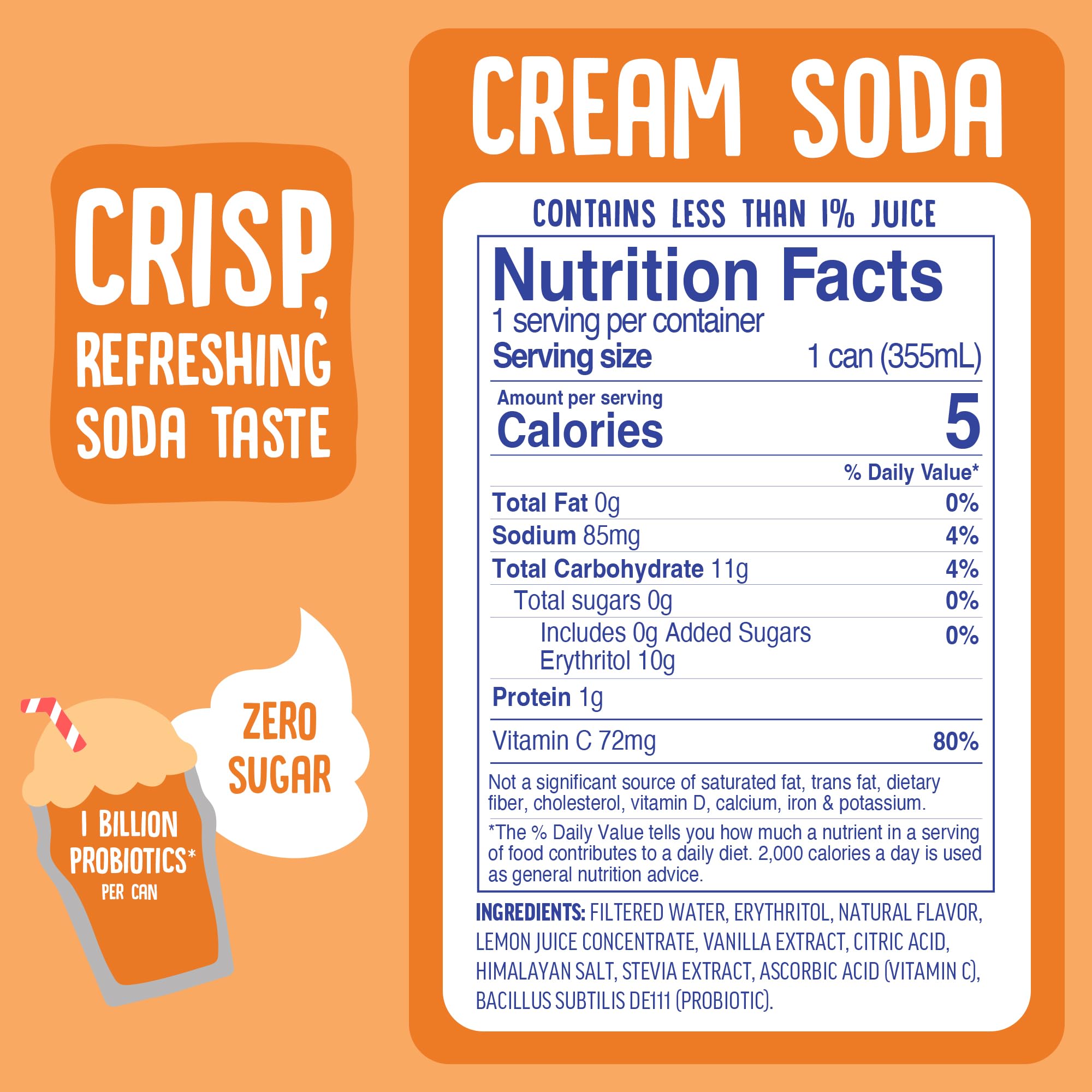 Cove Prebiotic Soda Soft Drinks with Zero Sugar - Refreshing Healthy Soda Alternative with 4g of Fiber for Digestive Support - Natural, Caffeine Free Sparkling Beverage - Frozen Favorites, 12 Pack