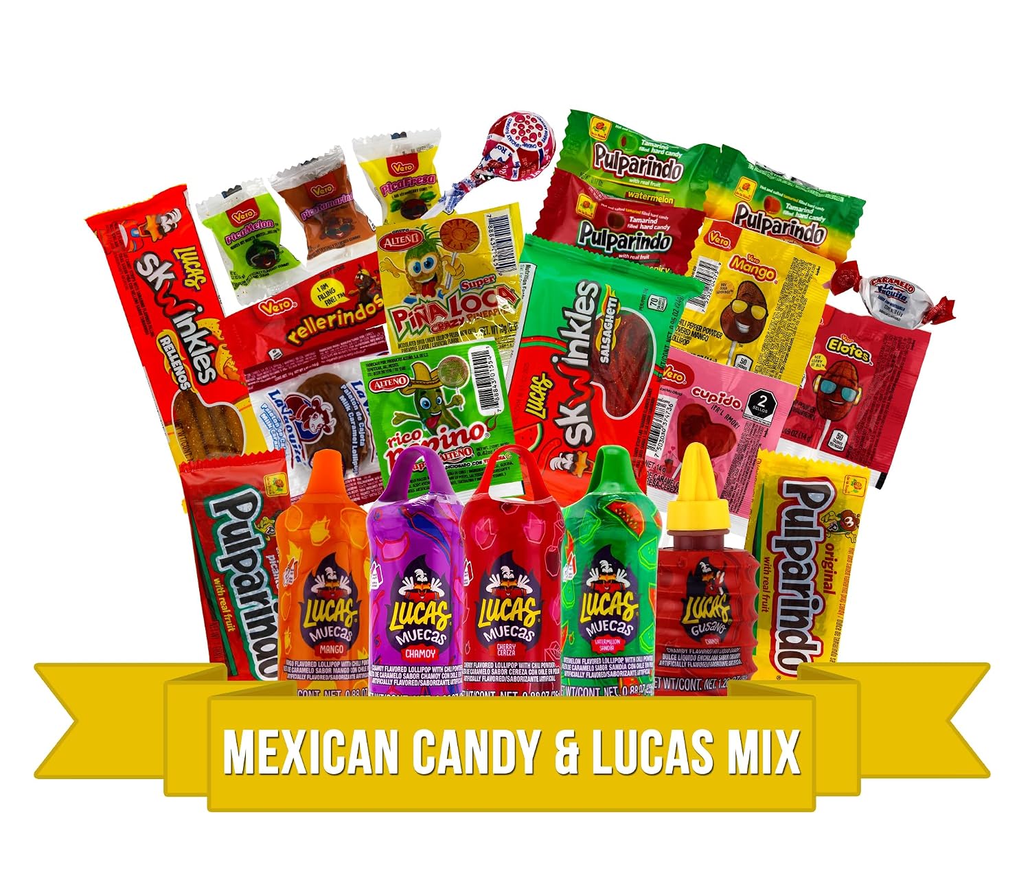 Lucas & Mexican Candy Combo Mix, 50 Count Variety of Sour, Sweet, Spicy LookOn