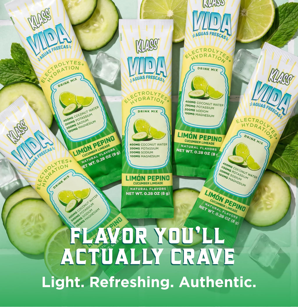 KLASS VIDA Daily Hydration Pineapple Agua Fresca Electrolyte Powder Packets | Sugar Free Electrolyte Drink Mix | Hydration Packets with Coconut Water & Minerals | 15 Stick Packs
