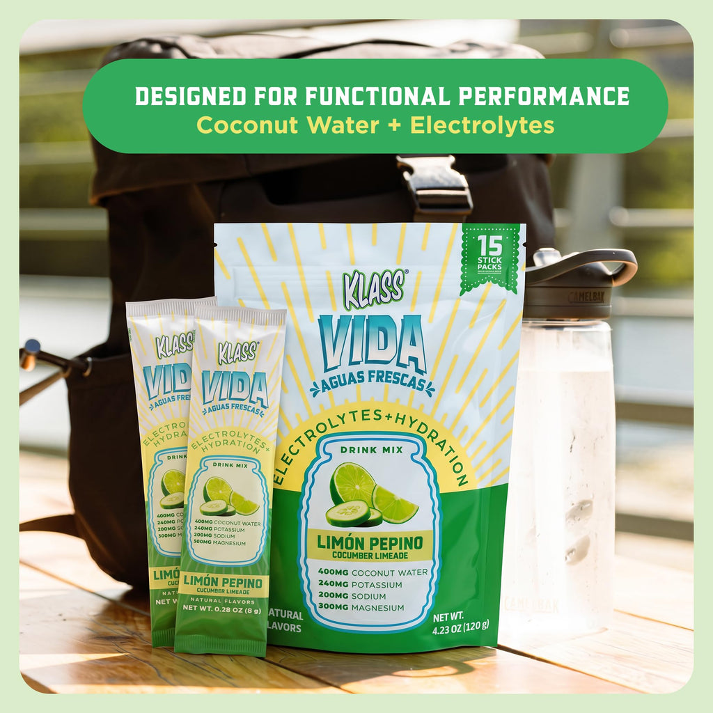KLASS VIDA Daily Hydration Pineapple Agua Fresca Electrolyte Powder Packets | Sugar Free Electrolyte Drink Mix | Hydration Packets with Coconut Water & Minerals | 15 Stick Packs