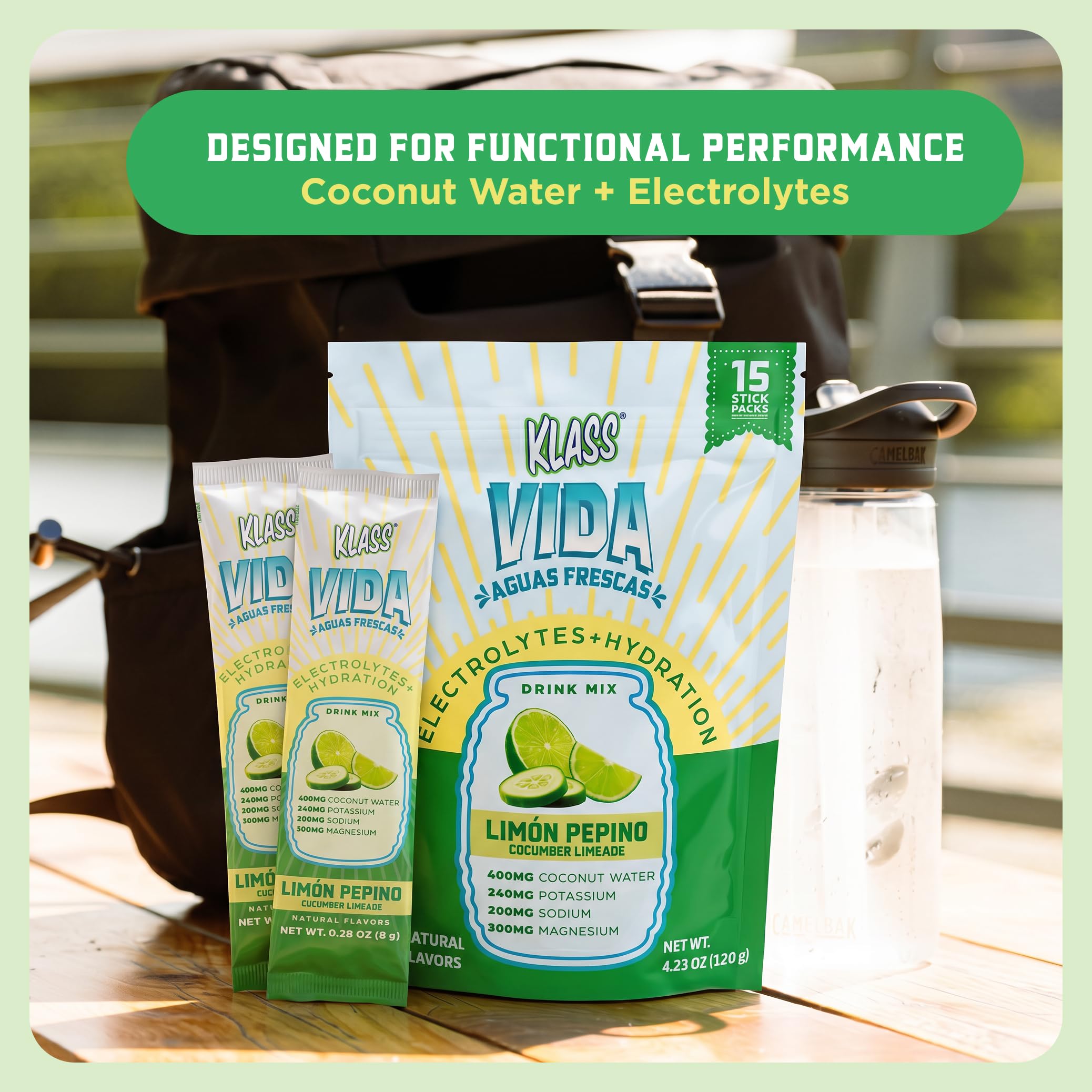 KLASS VIDA Daily Hydration Pineapple Agua Fresca Electrolyte Powder Packets | Sugar Free Electrolyte Drink Mix | Hydration Packets with Coconut Water & Minerals | 15 Stick Packs