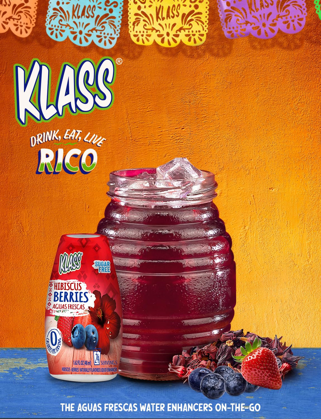 Klass Aguas Frescas | Liquid Water Enhancer | Cucumber-Limeade | Naturally Flavored | Sugar Free | Zero Calories Per Serving | Keto | 4 Bottles, Makes 96 Drinks