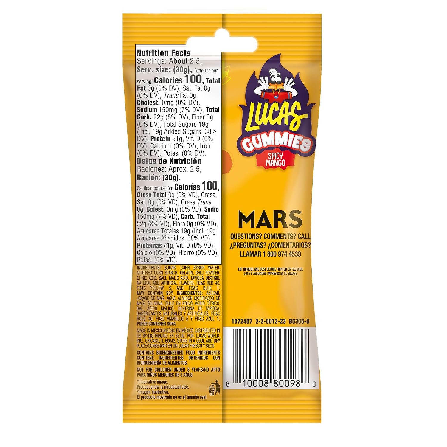 Lucas Spicy Gummies Mango Flavored 12 pack, 29.6OZ – Mango Spice perfect for Summer treats