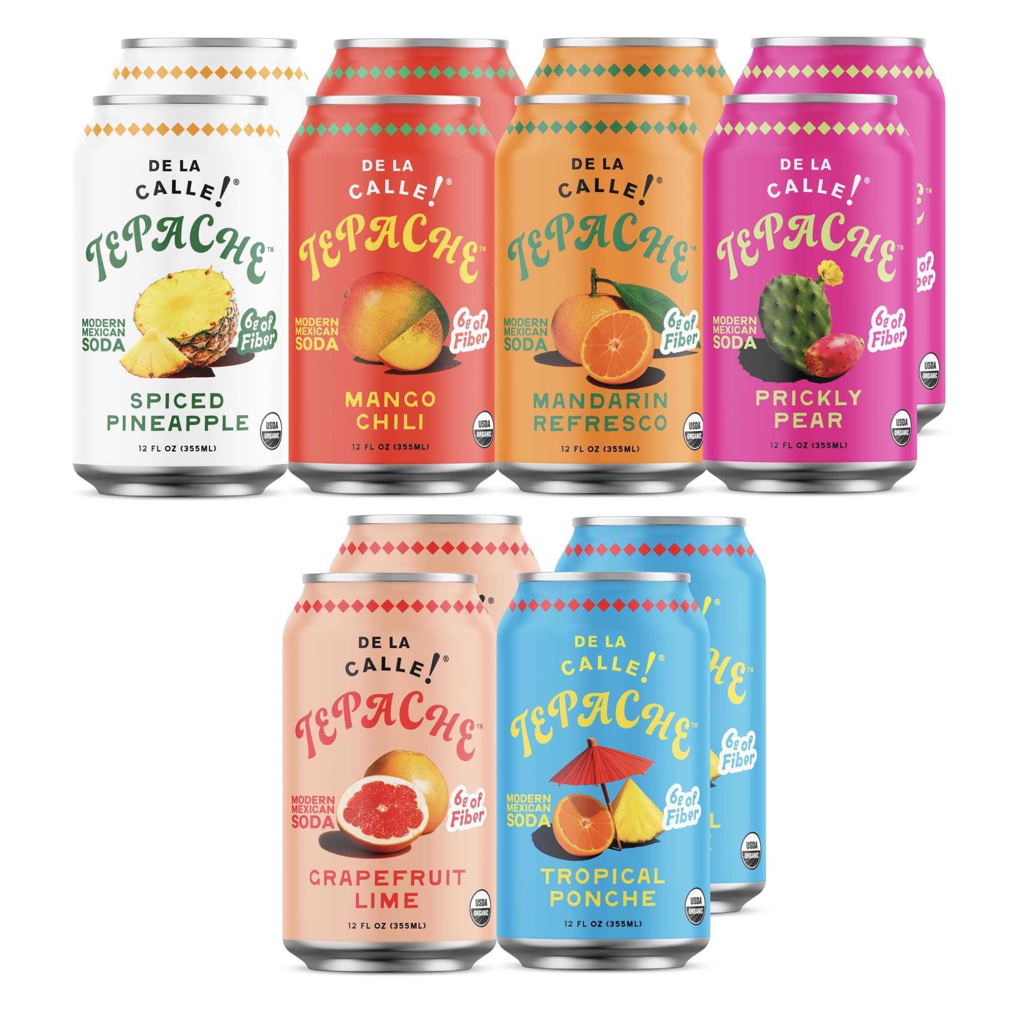 De La Calle Tepache - Mixta Variety Pack - Modern Mexican Soda - Craft Fermented Pineapple Sparkling Beverage - Certified Organic, Non-Alcoholic, Healthy Soda, Low Sugar, Low Calorie, Non-GMO
