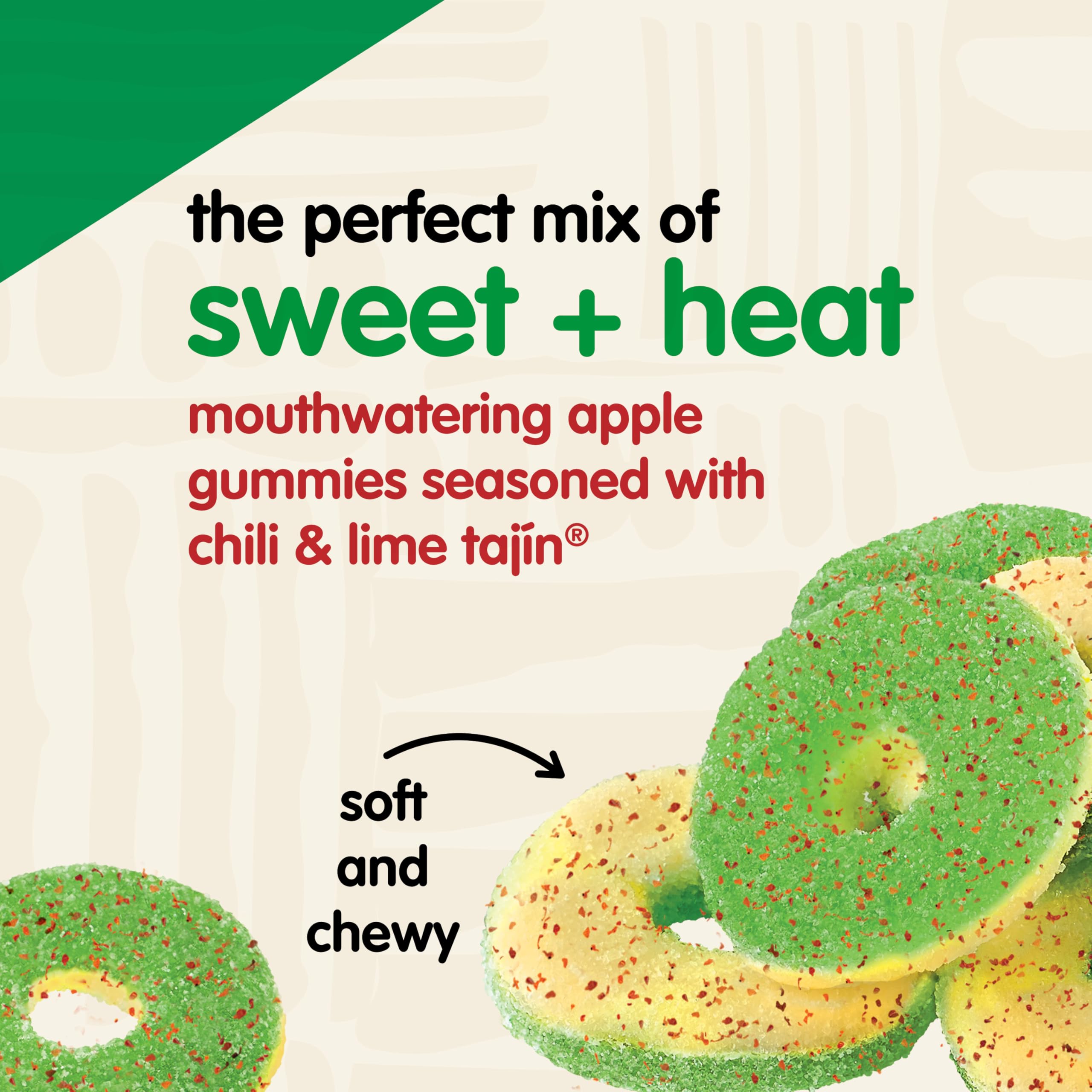 Snak Club Tajin Mango Rings Gummy Candy, Fruit Candy Gummies with Chili and Lime Seasoning, Mild, Gluten-Free and Vegan Snacks, 11 oz Resealable Bag