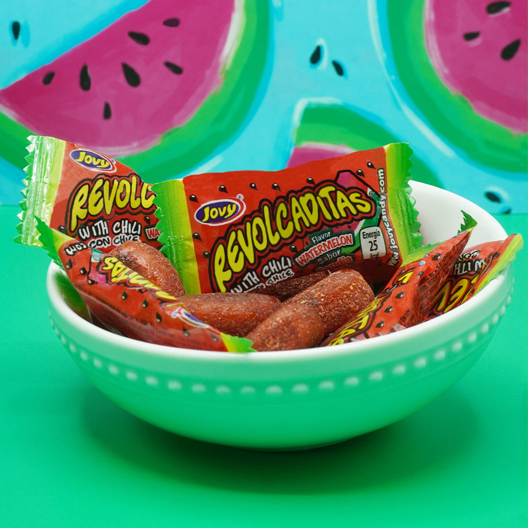 Jovy Revolcaditas Chili Watermelon Candy - Irresistible Sweet Heat in Every Bite! (6oz)
