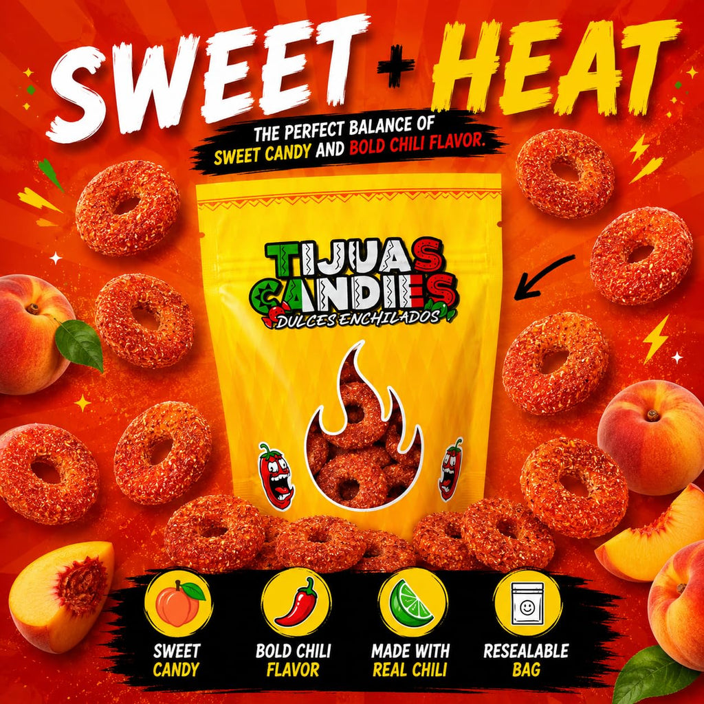 Tijuas Spicy Chamoy Gusherz Fruit Candies | Sweet, Sour & Spicy, Chamoy Coated, Mexican-Style Dulces Enchilados