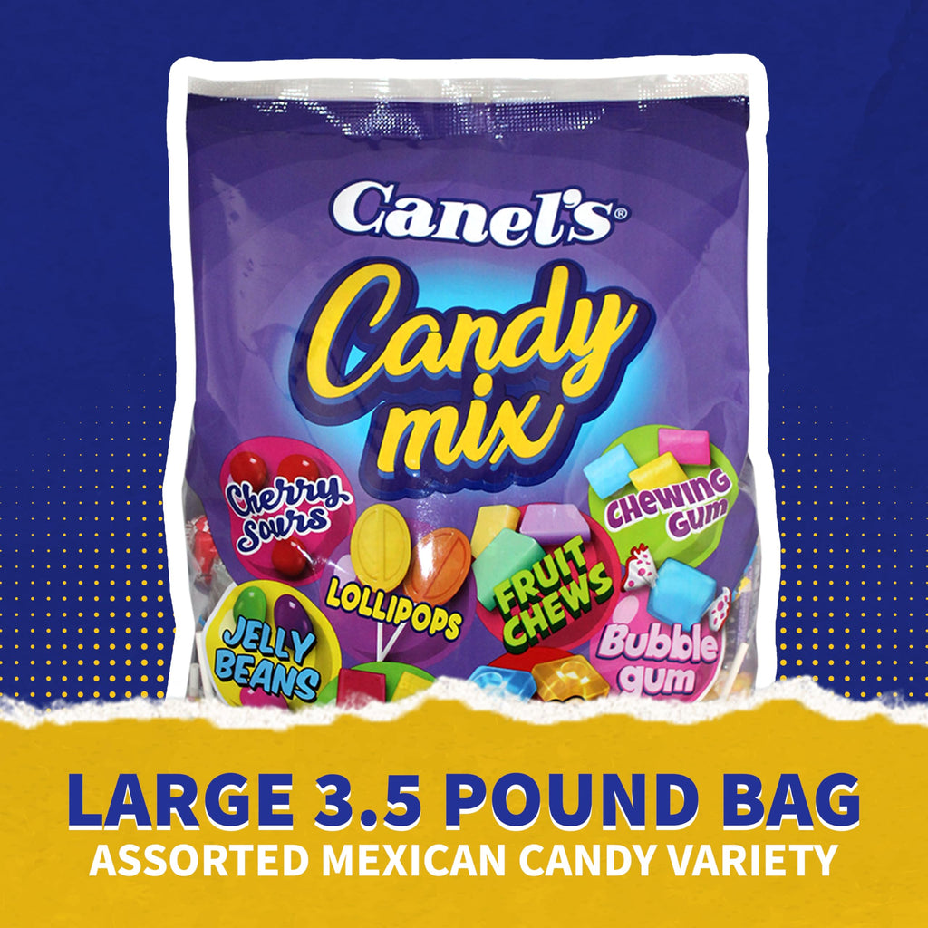 Canel’s Mexican Candy Mix Bag, Assorted Candy with Fruit Chews, Gum, Lollipops, Cherry Sours, and Jelly Beans, for Parties and Sharing, 3.5 Pound Bag (Pack of 1)