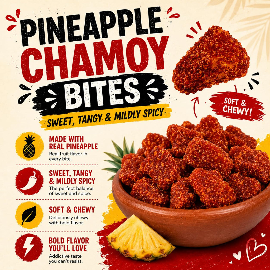 Dried Pineapple Chamoy 1 LB (16 oz) – Sweet, Tangy & Mildly Spicy Pineapple Candy – Mexican Style Chamoy Fruit Snack – Soft & Chewy