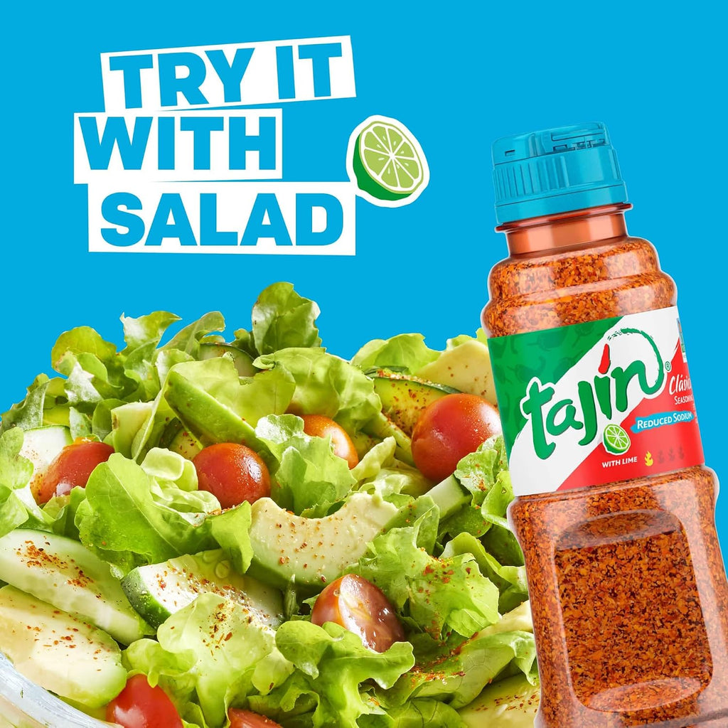Tajin Clásico Reduced Sodium Seasoning, Authentic Mexican Chile Lime Spice Blend for Fruit, Vegetables, Salad Bowls, Avocado, Cucumber, and Fresh Produce, Zesty Flavor Enhancer, 5 oz, (Pack of 1)