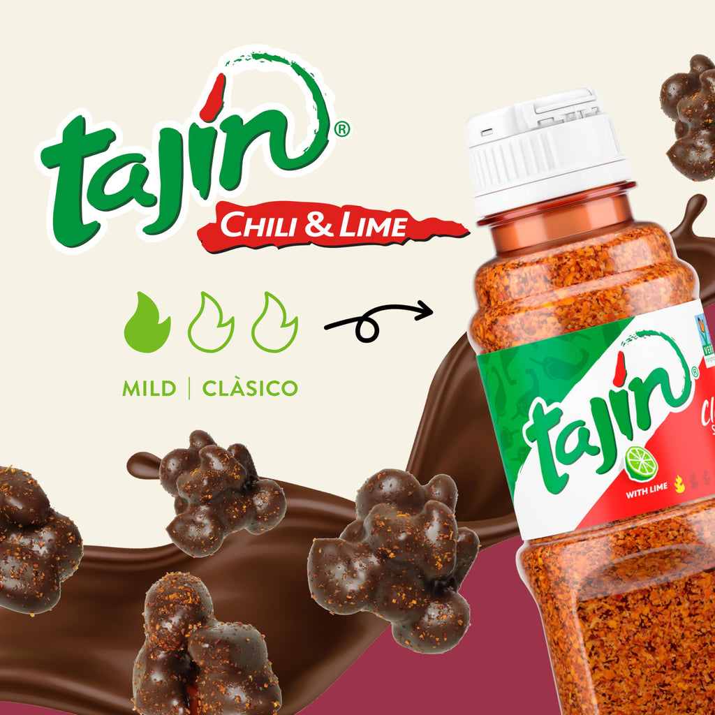 Snak Club Tajin Chocolatey Gummy Bears, Assorted Chocolate Covered Fruit Candy Gummies with Chili and Lime Seasoning, Mild, Gluten-Free Snacks, 8 oz Resealable Bag