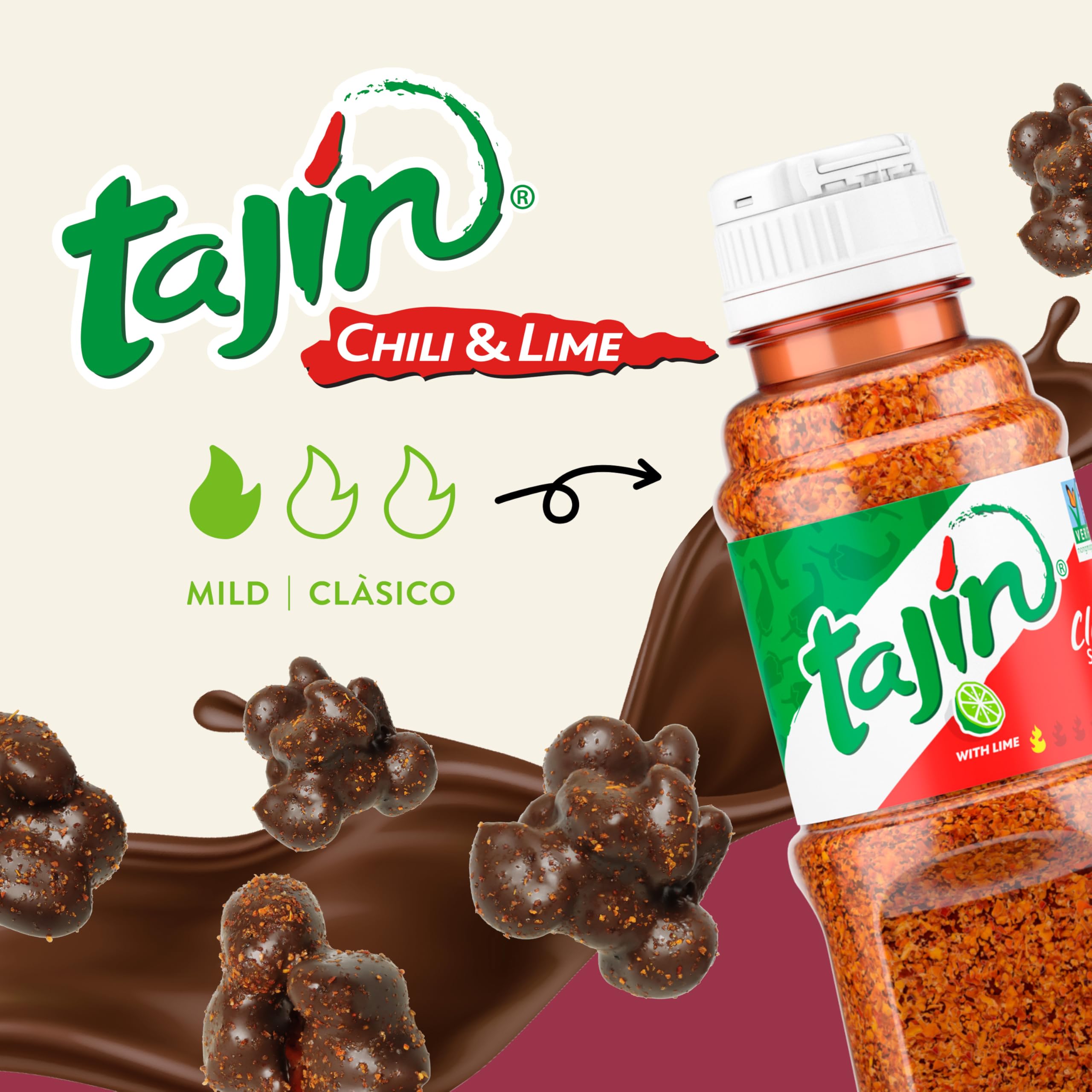 Snak Club Tajin Chocolatey Gummy Bears, Assorted Chocolate Covered Fruit Candy Gummies with Chili and Lime Seasoning, Mild, Gluten-Free Snacks, 8 oz Resealable Bag