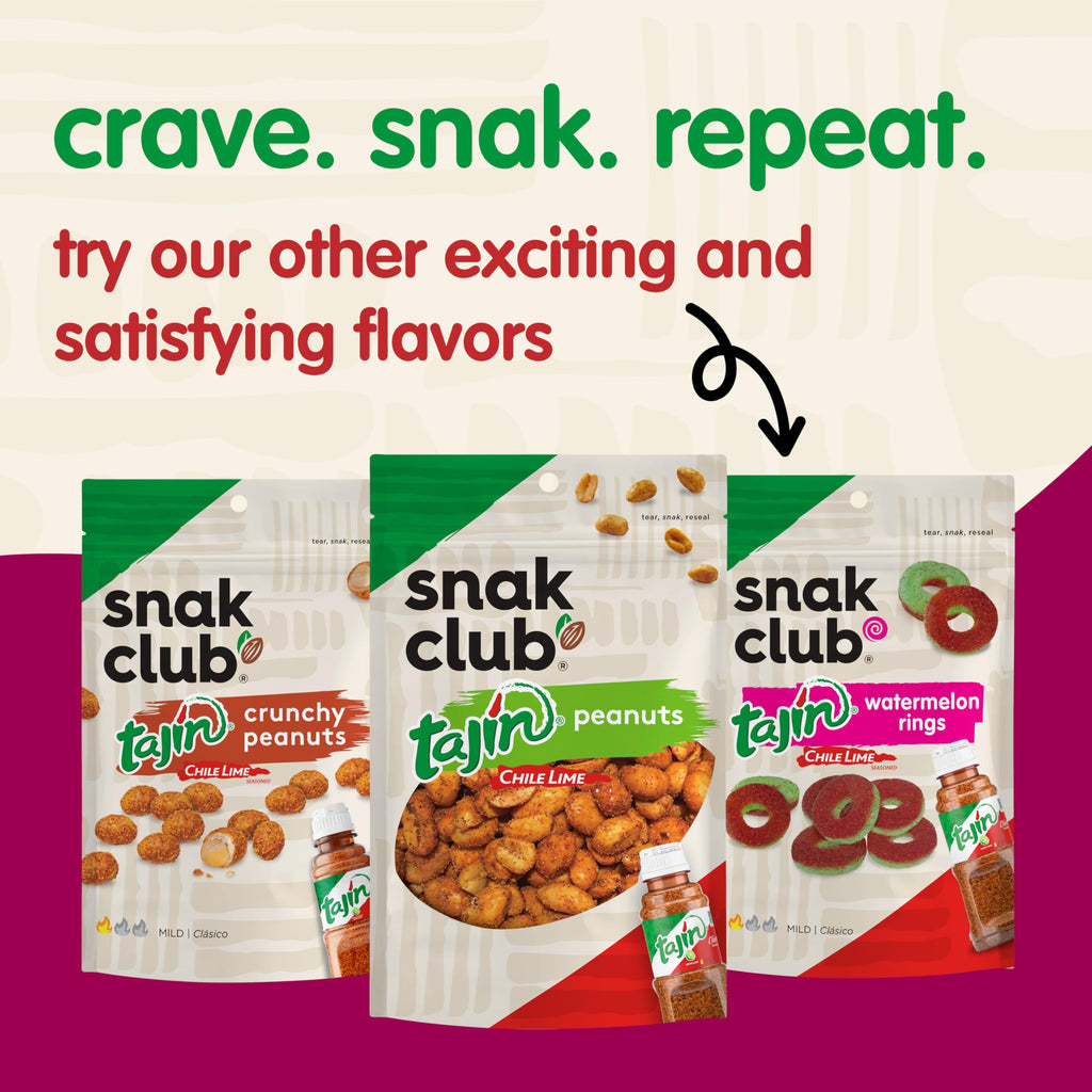 Snak Club Tajin Mango Rings Gummy Candy, Fruit Candy Gummies with Chili and Lime Seasoning, Mild, Gluten-Free and Vegan Snacks, 11 oz Resealable Bag