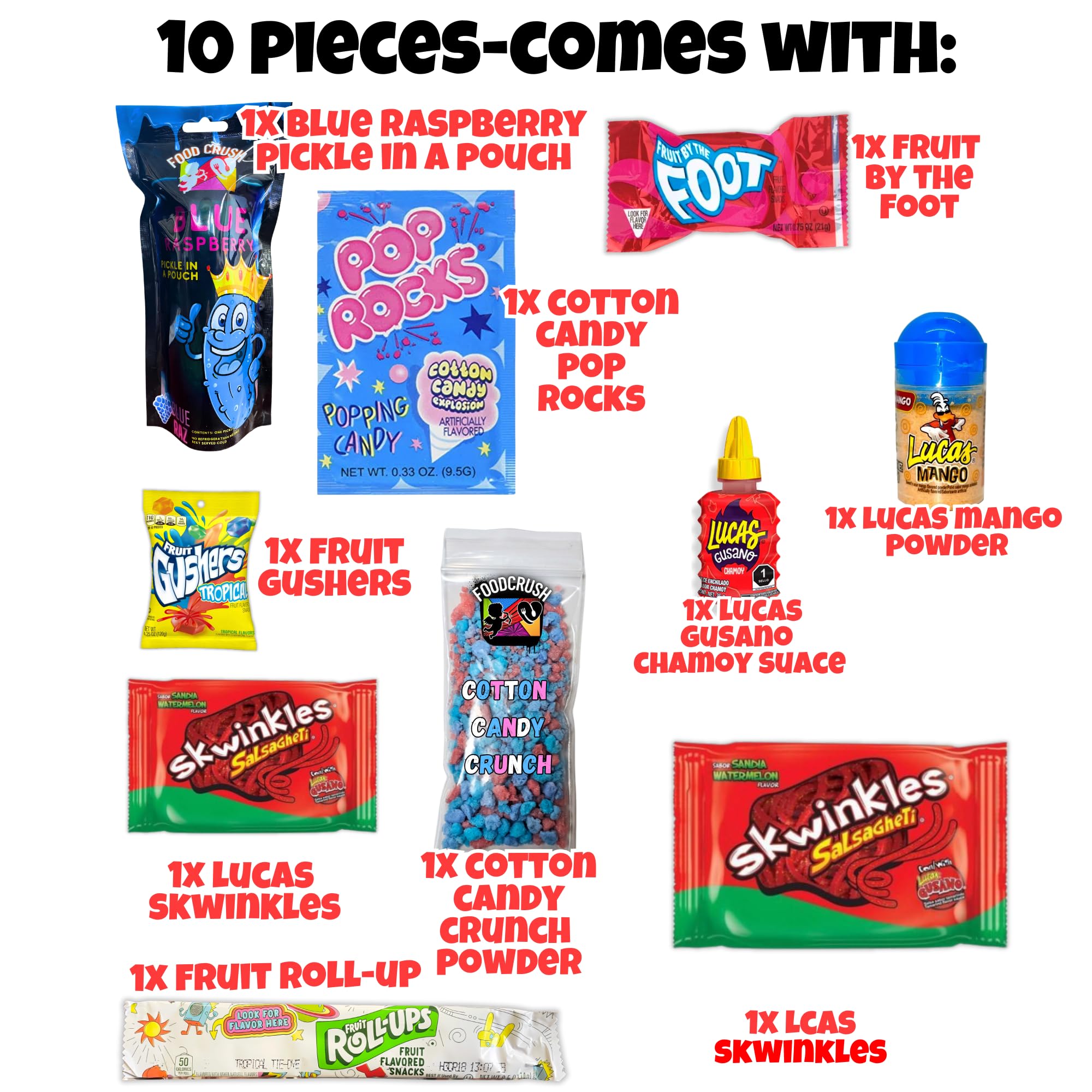 Cotton Candy Pickle Kit Gift Box From Tiktok-With Cotton Candy Crunch, Pop Rocks, Lucas Gusano Chamoy, Skwinkles, gifts for kids teen girls boys
