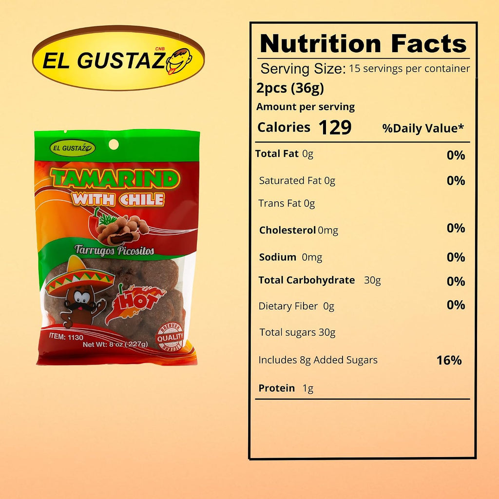 El Gustazo Tamarind Balls with Chili – Sweet & Spicy Tamarind Candy Bites, 8 oz (227 g) Bag