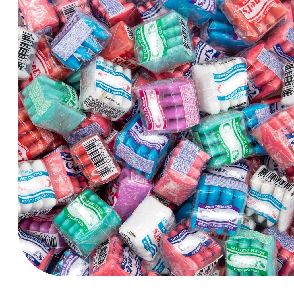 Mexican Original Chewing Gum, Assorted Flavors - 90 Mini Packs, 1 Lb Pack | Spearmint, Tutti-Frutti, Cinnamon, Blueberry, Violet