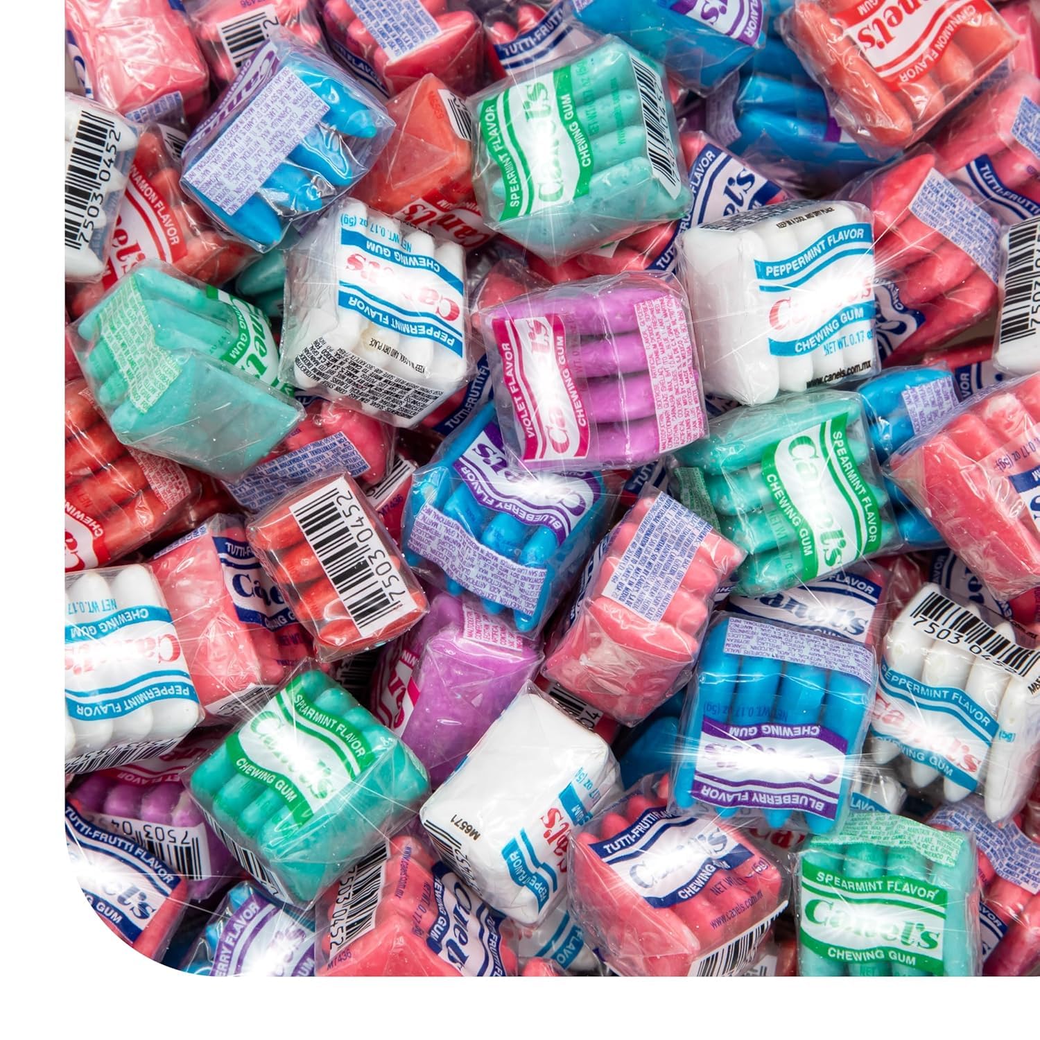 Mexican Original Chewing Gum, Assorted Flavors - 90 Mini Packs, 1 Lb Pack | Spearmint, Tutti-Frutti, Cinnamon, Blueberry, Violet