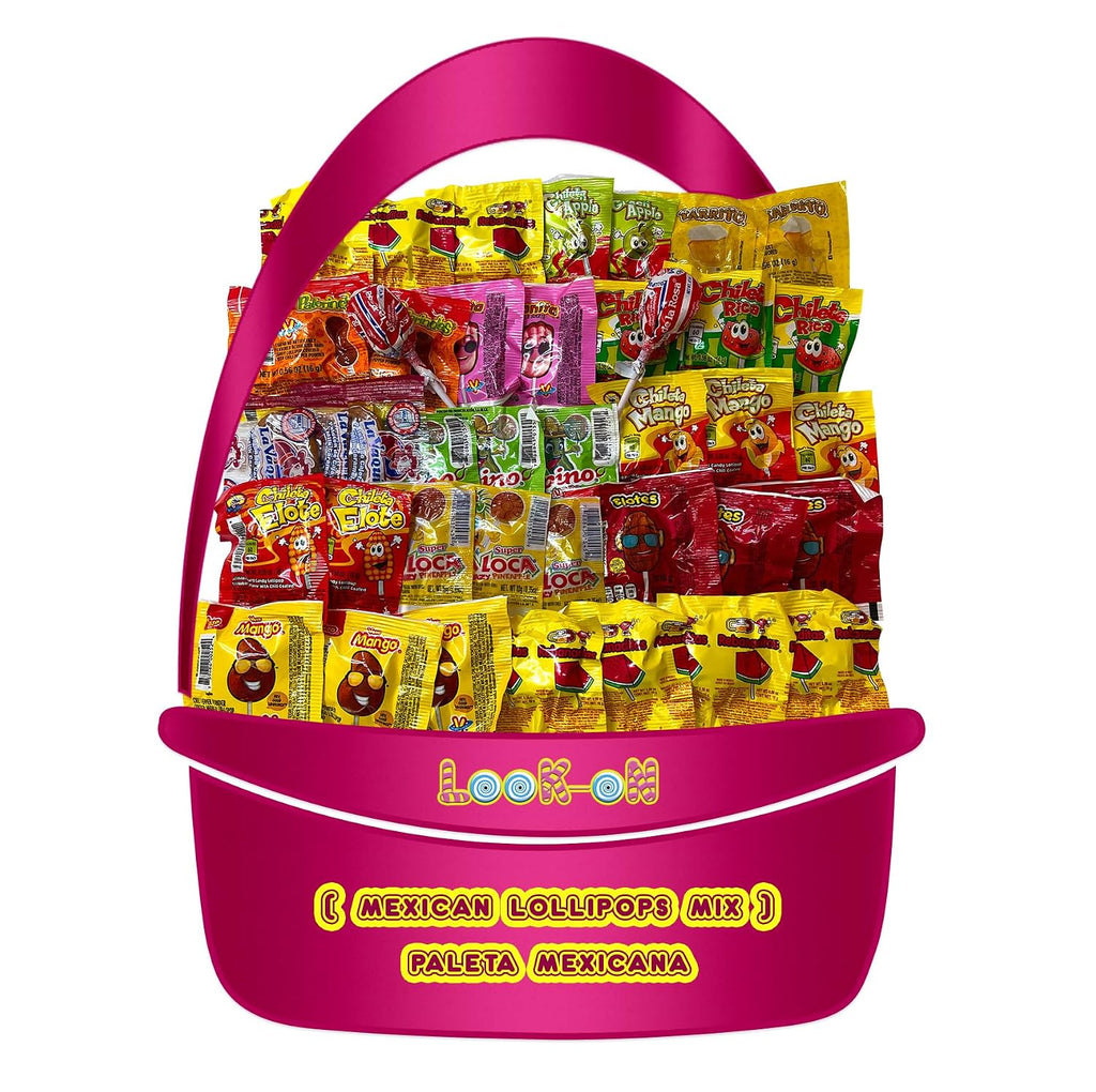 Mexican Candy Lollipops (40 Pieces), Fresh Individually Wrapped, Approx1.5 Lbs Bag Variety of Spicy, Sweet, Sour, Chili & Fruit Flavor Lollipops by LookOn