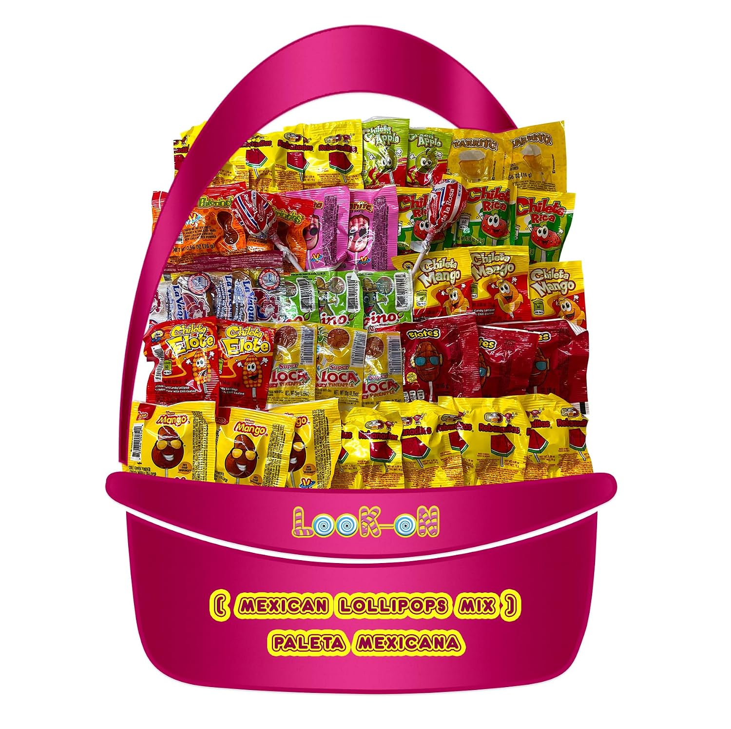 Mexican Candy Lollipops (40 Pieces), Fresh Individually Wrapped, Approx1.5 Lbs Bag Variety of Spicy, Sweet, Sour, Chili & Fruit Flavor Lollipops by LookOn