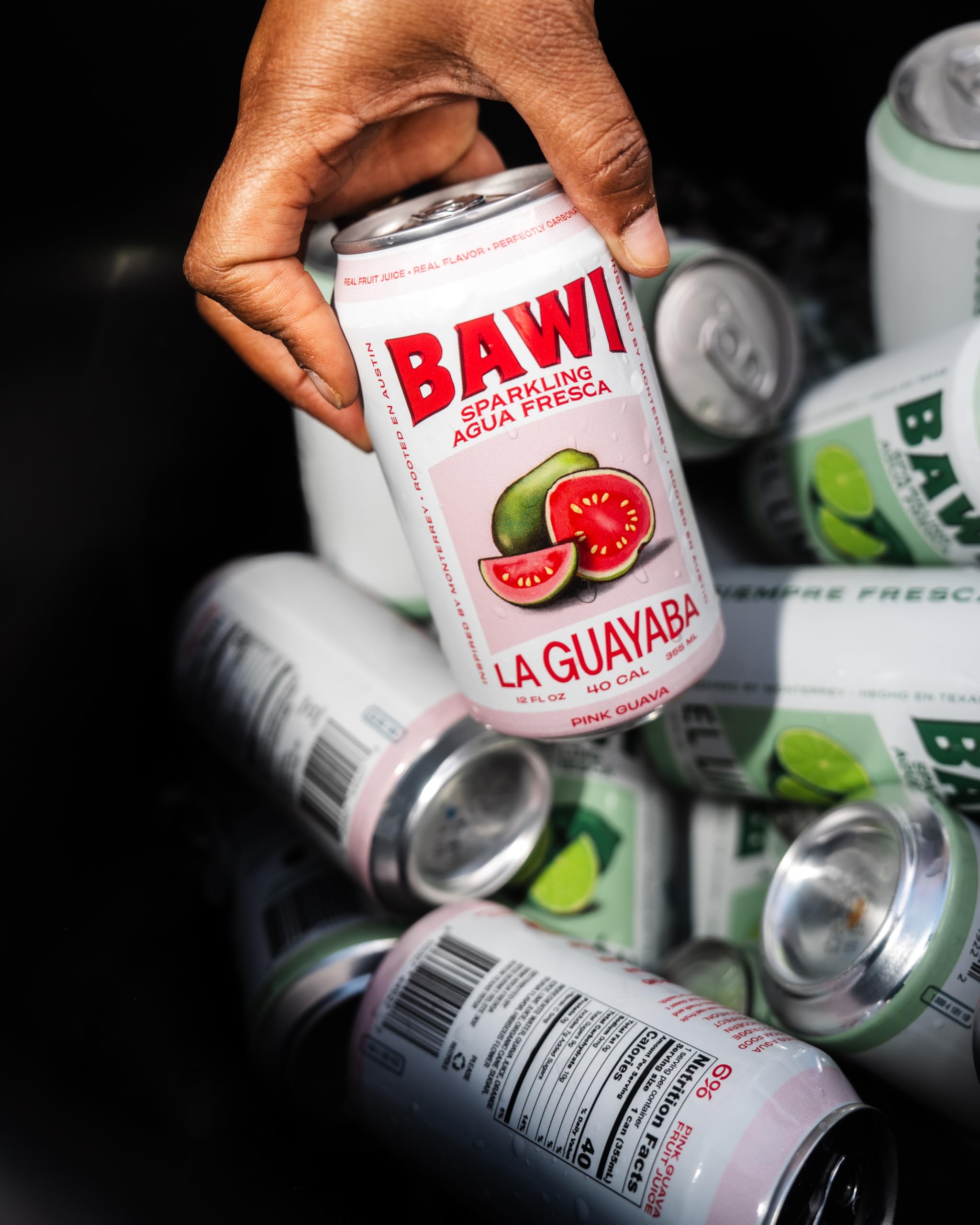 Bawi La Guayaba Sparkling Agua Fresca, Pink Guava with hints of Orange and Hibiscus, 12 Pack, 480 ml