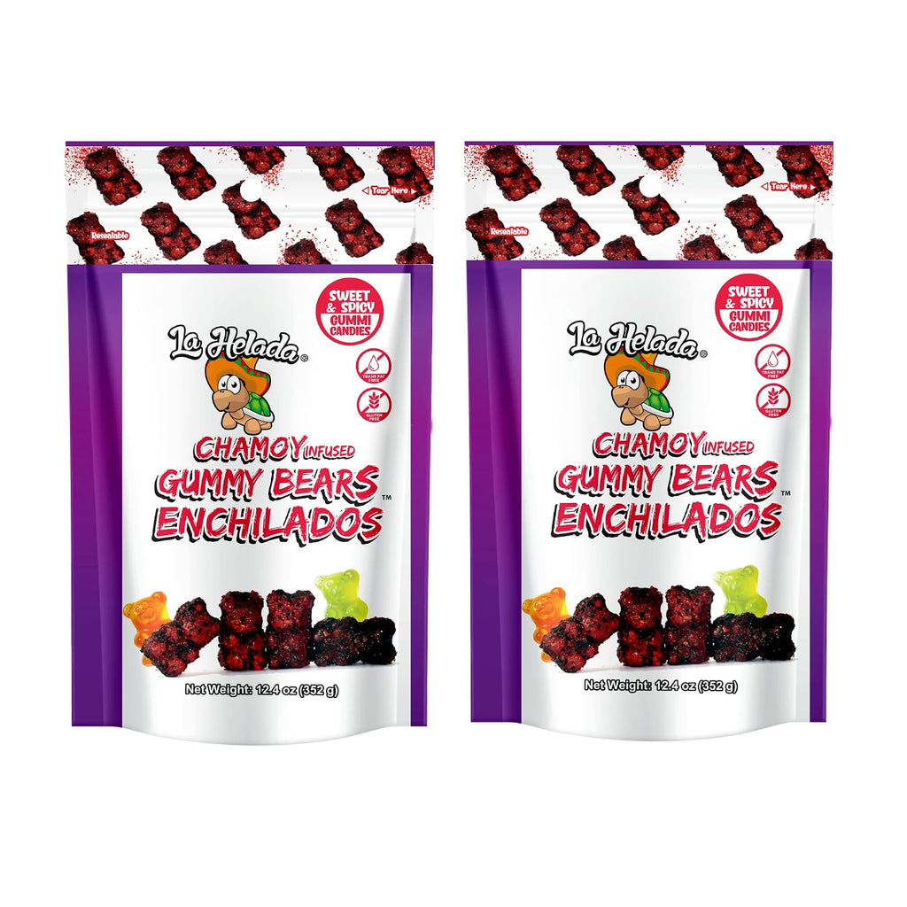 La Helada Gummy Bears Bag 2 Pack - Dulces Enchilados - Spicy Gummy Bears - Chamoy Candy - Spicy Gummies - 2/12.4oz Bags
