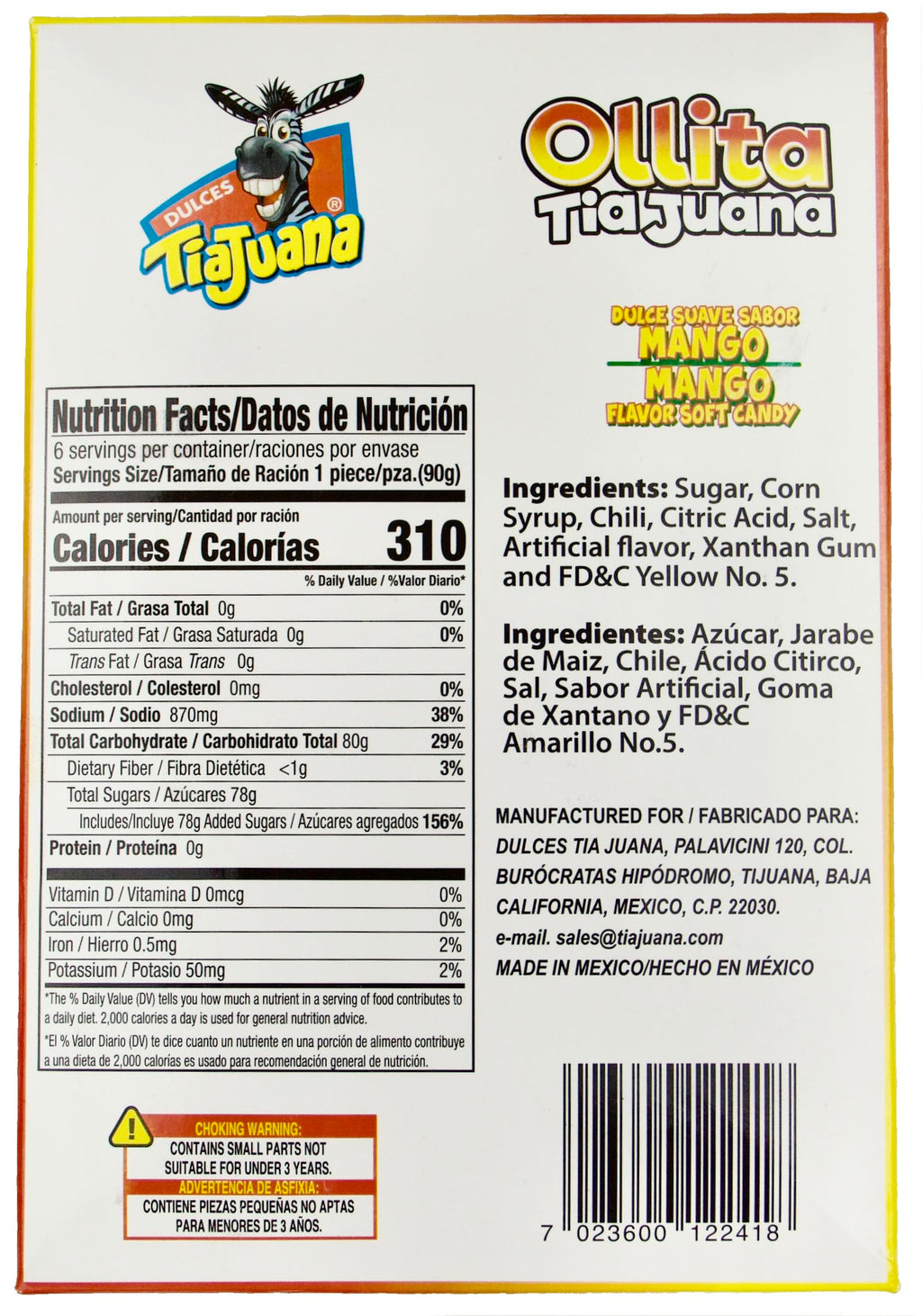 Ollita Tiajuana - Mini-Pot Tamarind Flavor Soft Candy: Dulce Suave Sabor Tamarindo