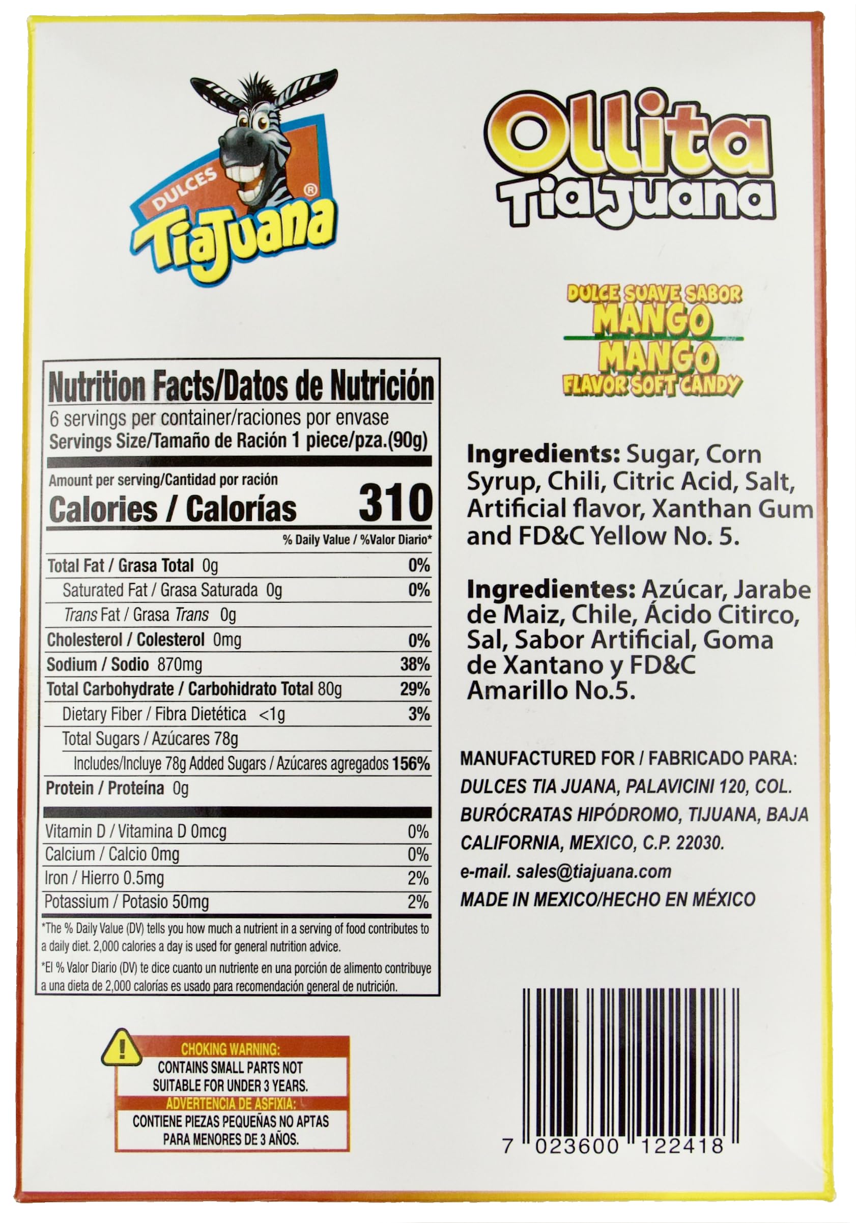 Ollita Tiajuana - Mini-Pot Tamarind Flavor Soft Candy: Dulce Suave Sabor Tamarindo