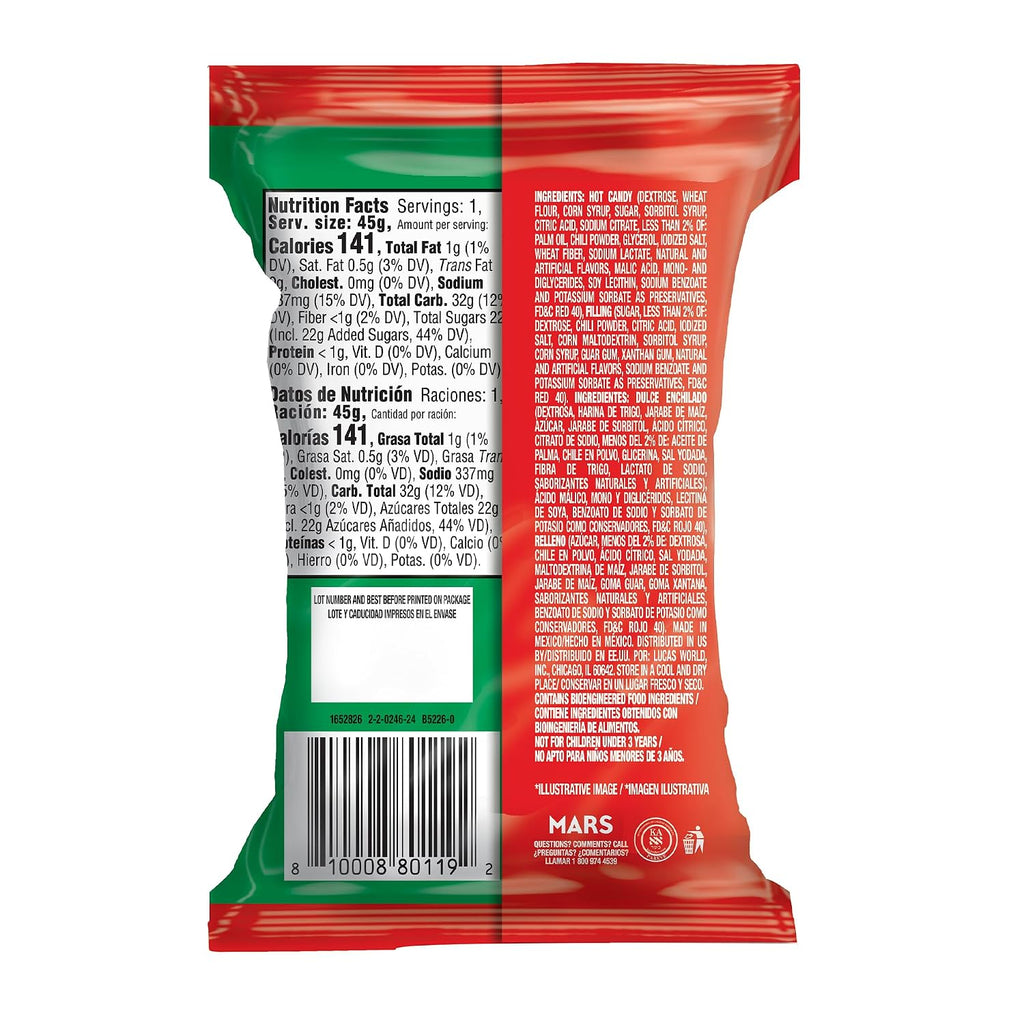 Lucas Skwinkles Candy Chunk Watermelon Flavored with Tamarind Filling 1.60oz, 6 pieces Pack – Watermelon & Tamarind perfect for Summer treats