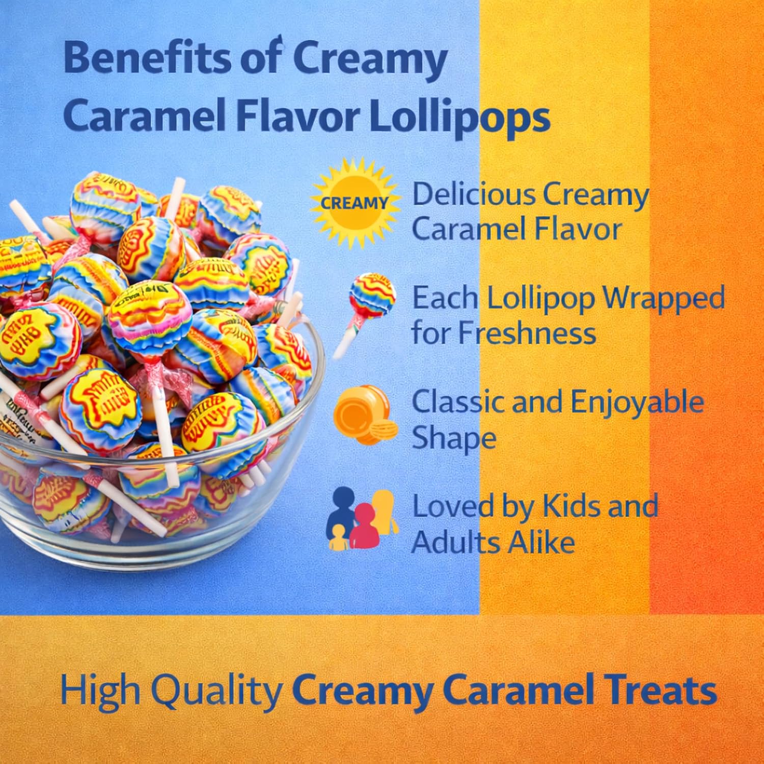Creamy Lollipops Mexican 60 Count Variety Pack of Paletas Mexicanas Cremosas Caramelo Macizo Strawberry & Cream, Mango Yogurt, Chocolate Vanilla, Strawberry Yogurt Suckers
