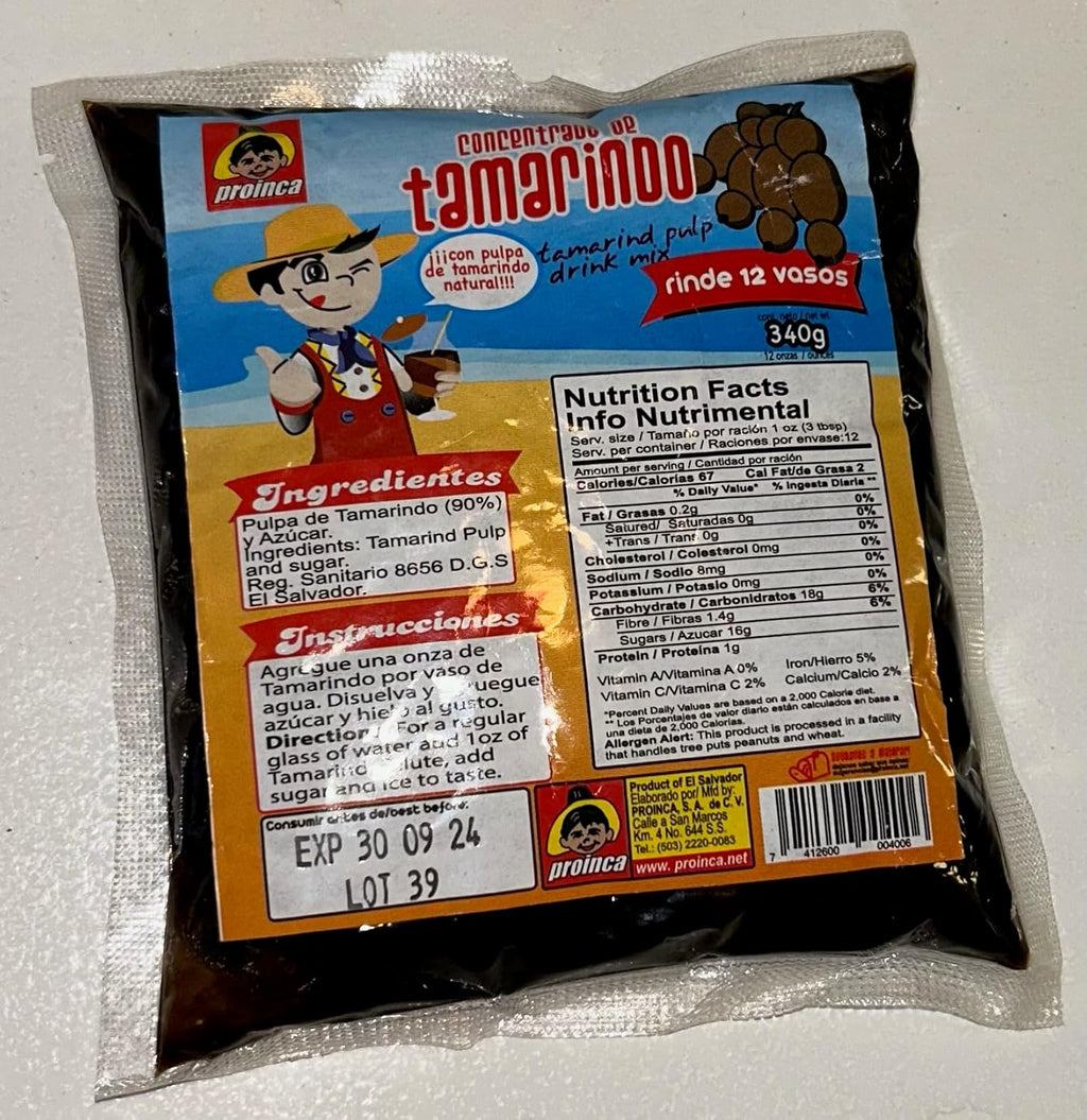 Concentrado de Tamarindo, pulpa de Tamarindo Natural Rinde 12 vasos 340 g