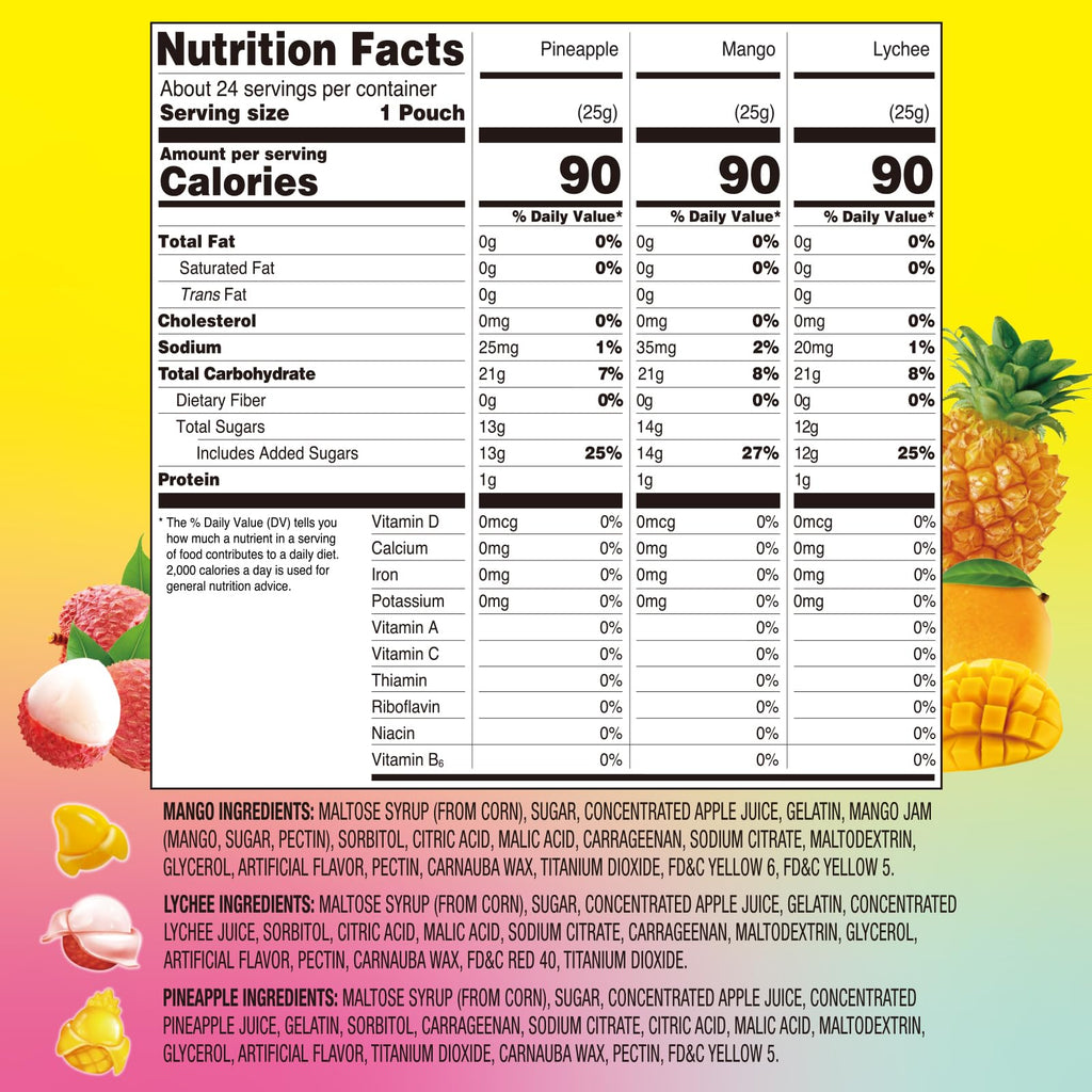 AMOS Peelerz Chili Mango Peelable Gummy Candy, Spicy Sweet Mango Flavor, Real Fruit Juice Infused, 8.47 OZ (240g)