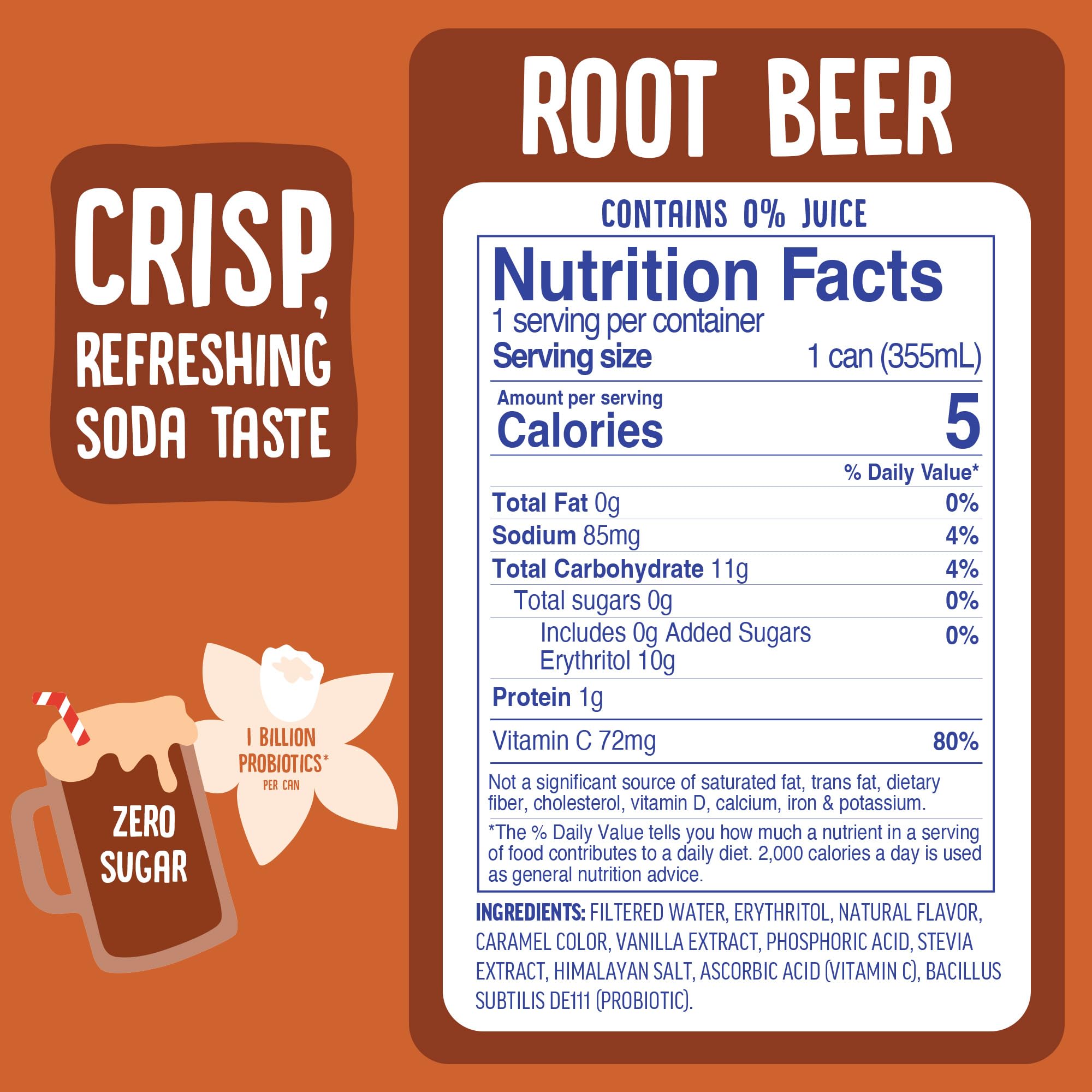 Cove Prebiotic Soda Soft Drinks with Zero Sugar - Refreshing Healthy Soda Alternative with 4g of Fiber for Digestive Support - Natural, Caffeine Free Sparkling Beverage - Frozen Favorites, 12 Pack