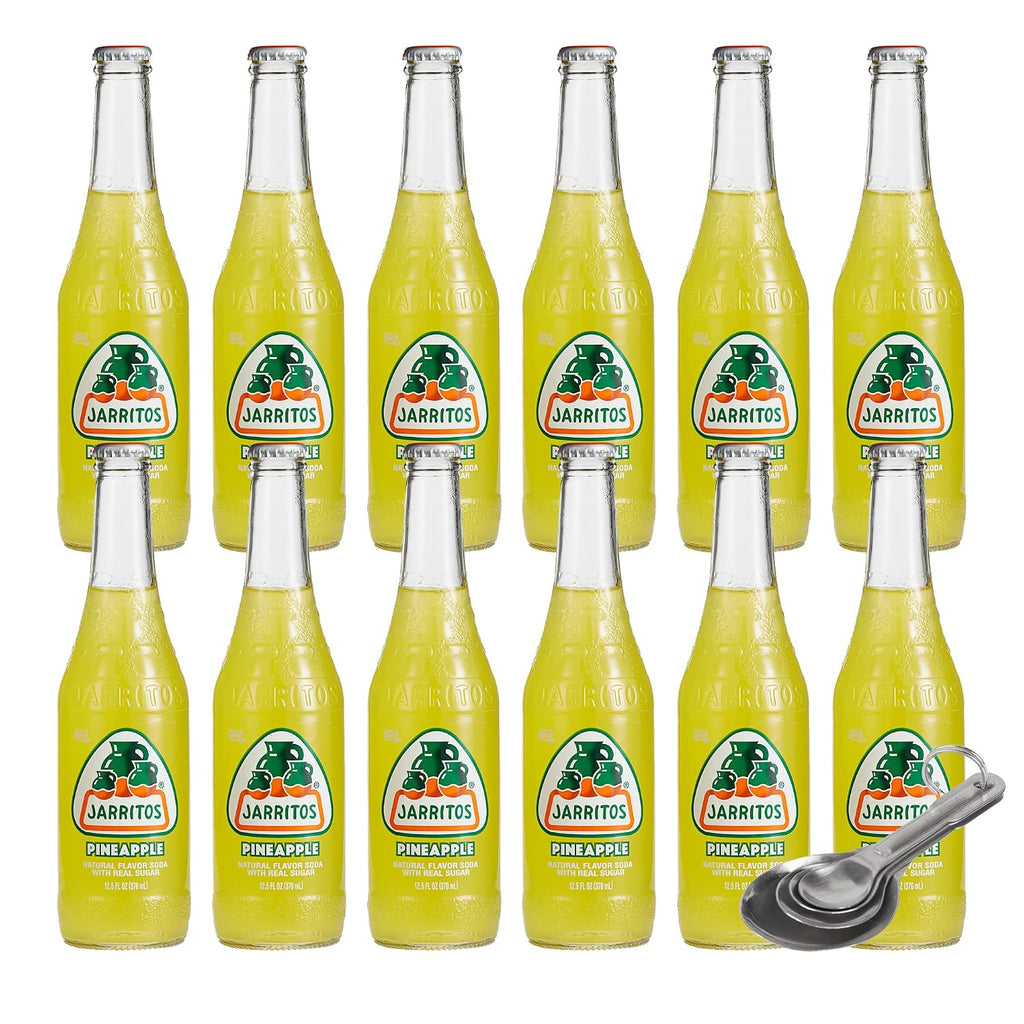 [Pack of 12] [Free Measuring Spoon] Jarritos Soft Drink, Shipping w/ Pulp Shipper For Safer Shipping - 12.5 Fl Oz (Pineapple)