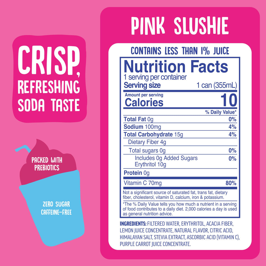 Cove Prebiotic Soda Soft Drinks with Zero Sugar - Refreshing Healthy Soda Alternative with 4g of Fiber for Digestive Support - Natural, Caffeine Free Sparkling Beverage - Frozen Favorites, 12 Pack