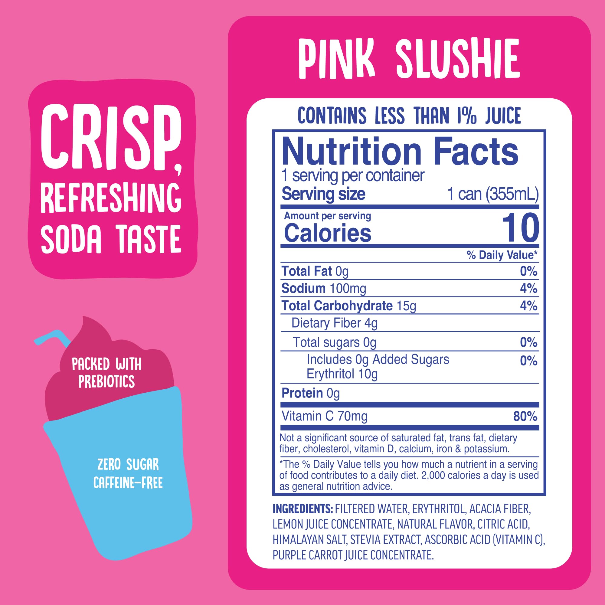 Cove Prebiotic Soda Soft Drinks with Zero Sugar - Refreshing Healthy Soda Alternative with 4g of Fiber for Digestive Support - Natural, Caffeine Free Sparkling Beverage - Frozen Favorites, 12 Pack