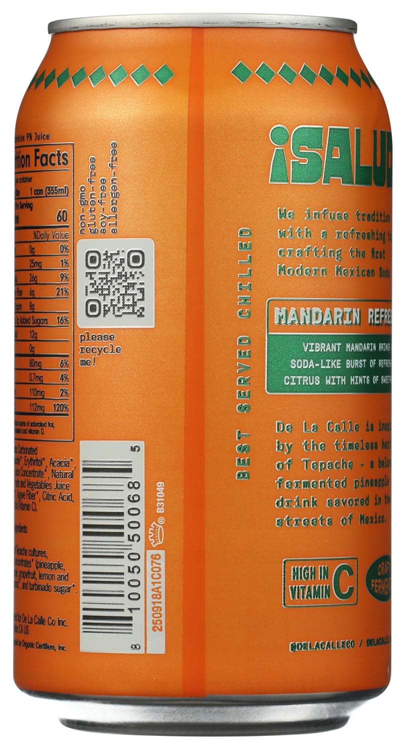 De La Calle, Organic Tepache Mandarin Refresco, 12 Fl Oz