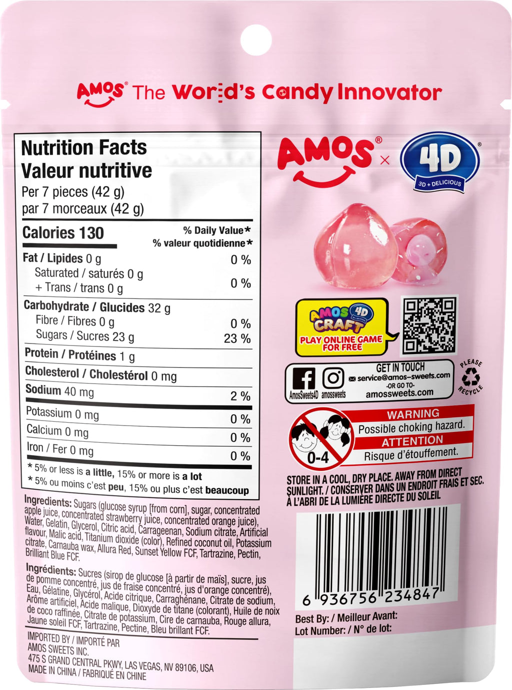 AMOS Peelerz Chili Mango Peelable Gummy Candy, Spicy Sweet Mango Flavor, Real Fruit Juice Infused, 8.47 OZ (240g)