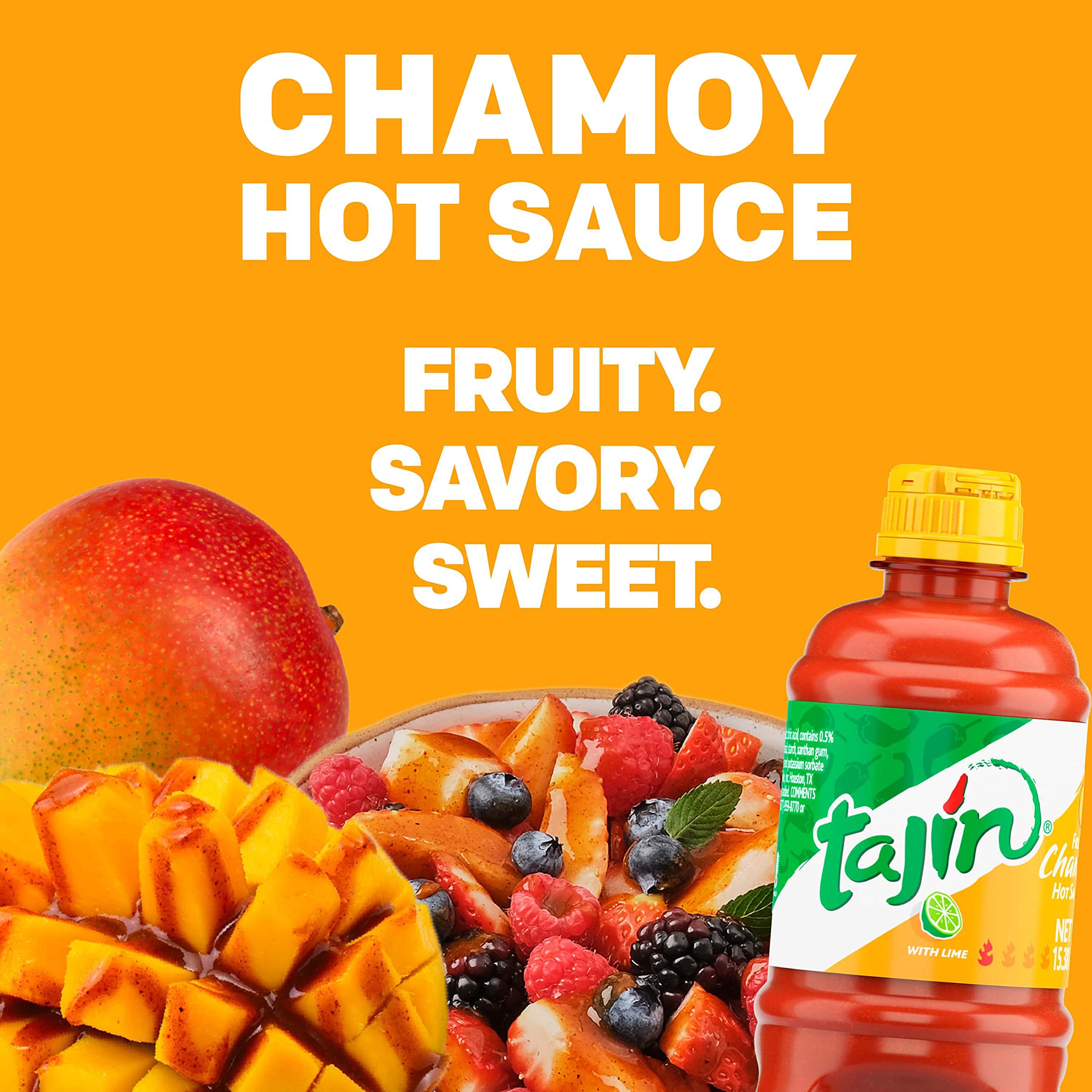 Tajin Fruity Chamoy Sauce, Sweet & Tangy Chamoy for Fruit, Candy, Snacks, Mangonadas & Drinks, 15.38 oz Each (12 Pack)