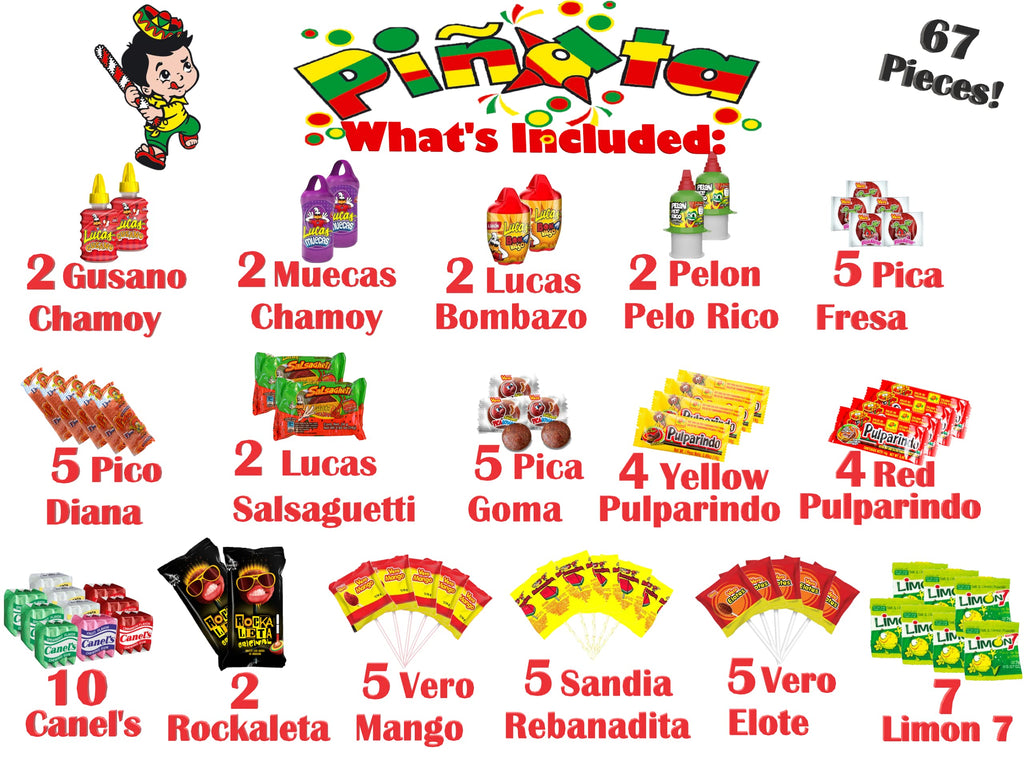 Pinata Mexican Candy Box (Tik Tok Slap Pack Tamarindo (9.9 Ounces)(16 Pieces) Slaps Lollipop Candy DIY Kit