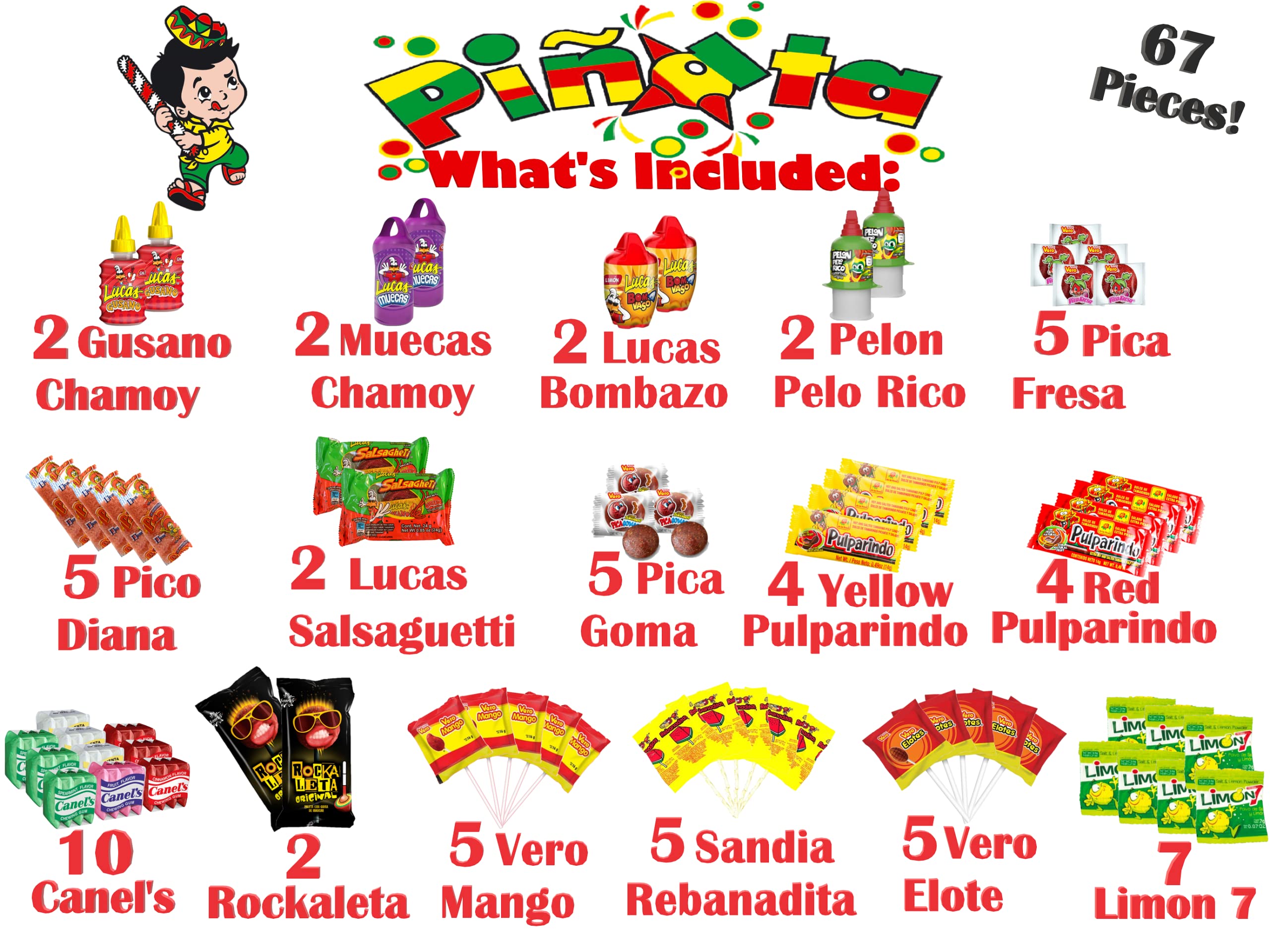 Pinata Mexican Candy Box (Tik Tok Slap Pack Tamarindo (9.9 Ounces)(16 Pieces) Slaps Lollipop Candy DIY Kit