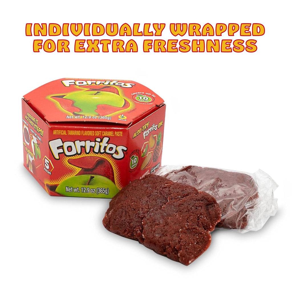 Zumba Pica Forritos - Tamarind Flavor Soft Caramel Paste for Apples - Tamarind Paste to Cover Apples - Tamarindo Mexican Candy - Caramel Apple Wraps - Forritos Tamarindo para Manzanas (5 Count)