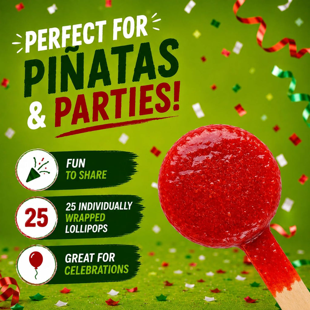 Ricaleta Paletas Sabor Sandia Watermelon Tamarindo Candy Box, Spicy Candy Style Tamarindo Candies for Parties, Kids Treat Bags, Pinatas and Fun Snacking, 25 Count Individually Wrapped