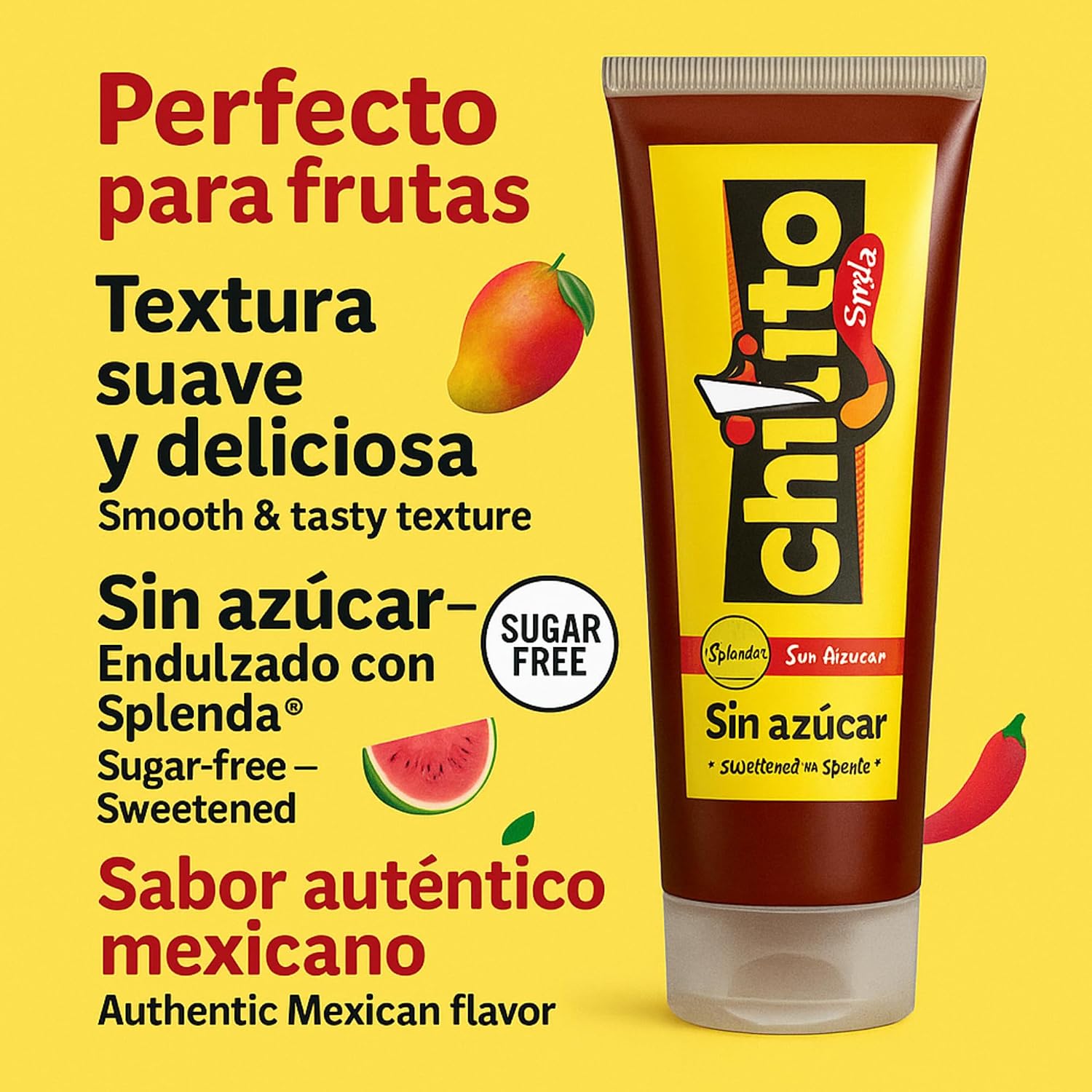 Chilito Sirilo Mexican Sweet Chili Sauce – Sweet, Salty & Spicy Chamoy-Style Sauce with Splenda (sucralose) – Vegan Chili Sauce for Fruit, Snacks, Beer Rims & Drinks, 10.5 oz | 300g
