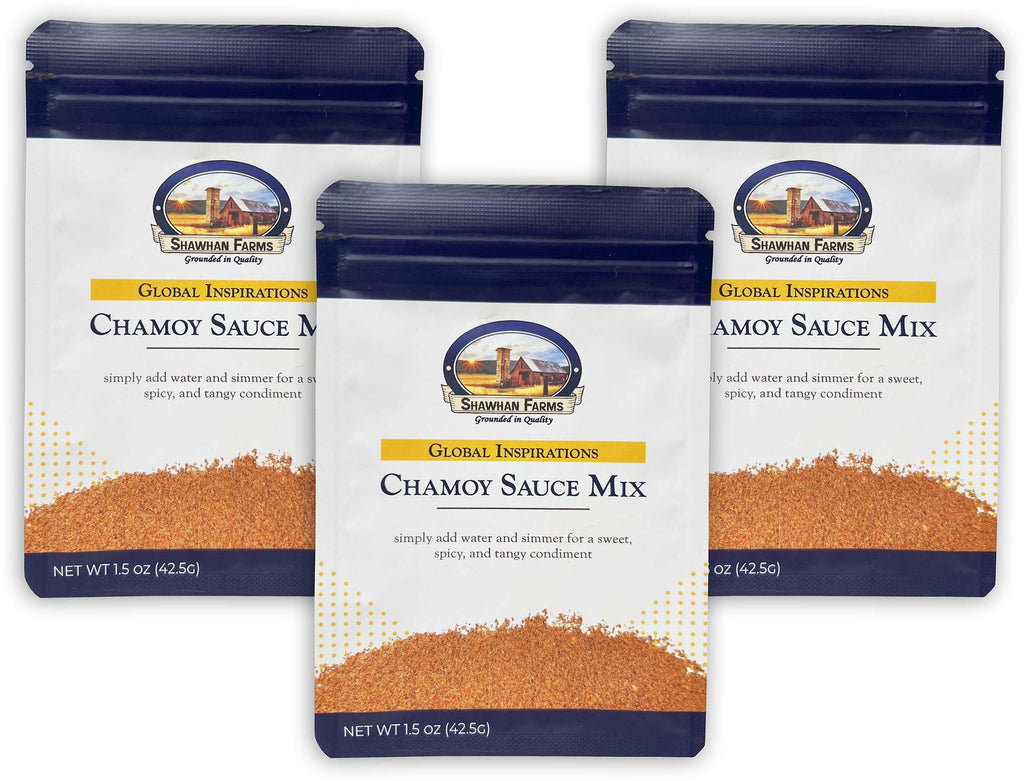 Chamoy Sauce Dry Mix for Fruit, Candy and Snacks, Shawhan Farms, 1.5 oz | add water and simmer for fresh chamoy sauce, dip or drizzle on fruit, candy and snacks, hibiscus color, no artificial dyes