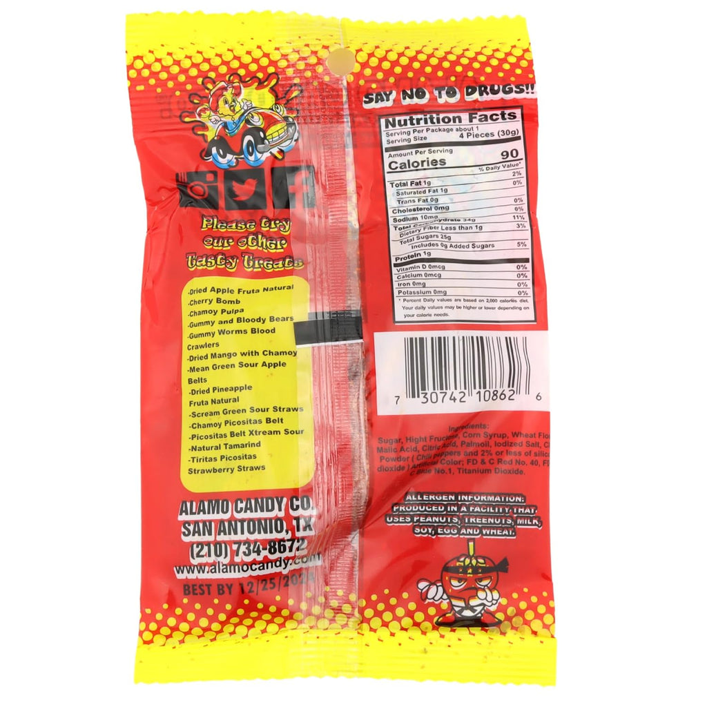 Needzo Extreme Spicy Mexican Candy, Picositas Belts with Chili Seasoning, 1.5 Ounces (Pack of 3)